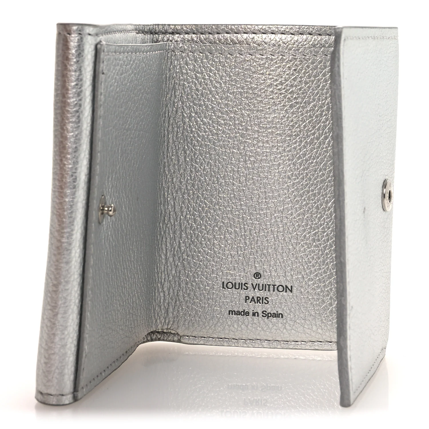 Metallic Calfskin Lockmini Wallet Silver - Image 5