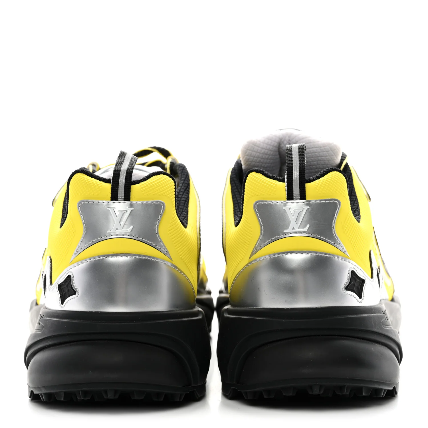 Metallic Calfskin Mesh Mens LV Runner Tatic Sneakers 8 Yellow - Image 6