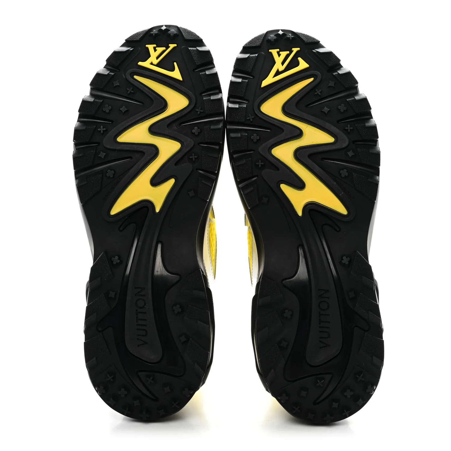 Metallic Calfskin Mesh Mens LV Runner Tatic Sneakers 8 Yellow - Image 7