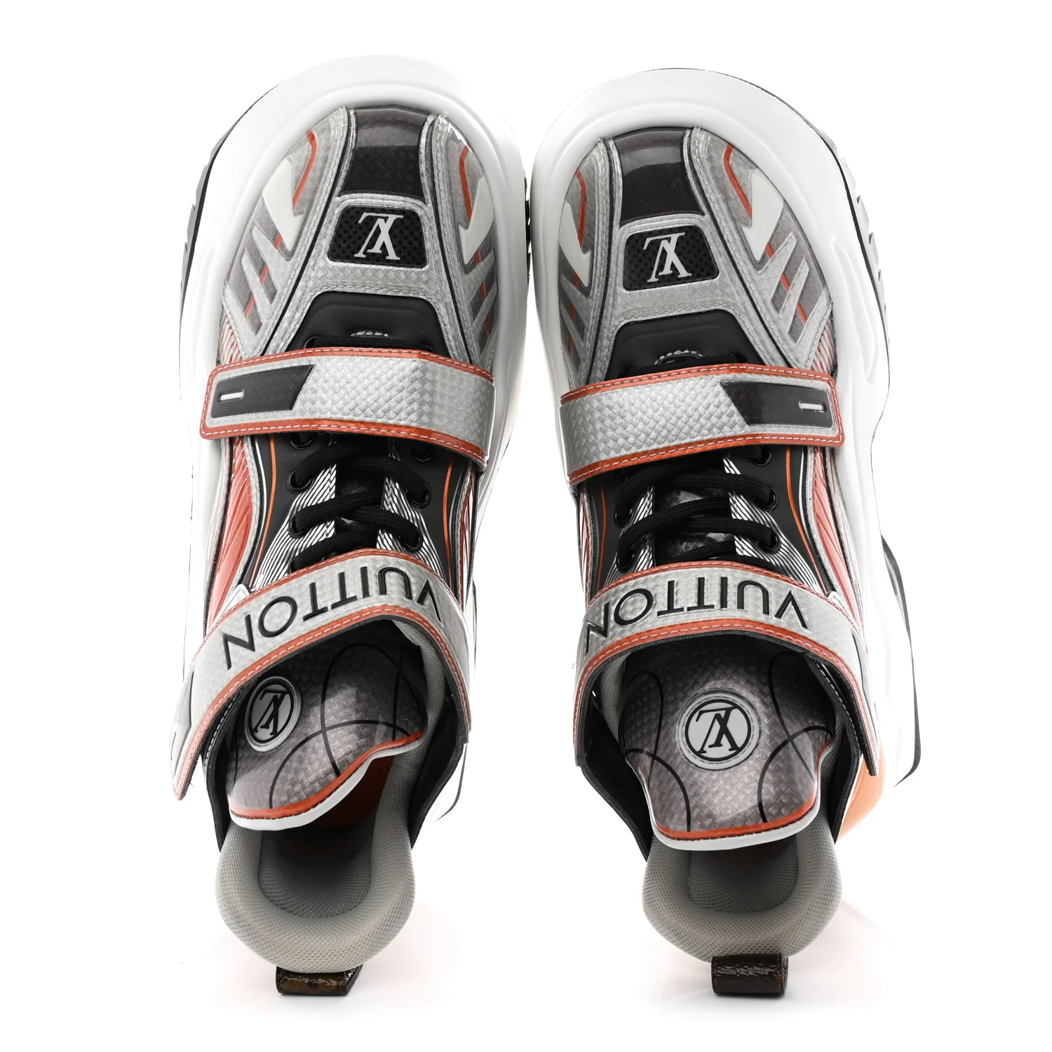Metallic Calfskin Monogram LV Archlight 2.0 Platform Sneakers 37 Silver White Orange - Image 2