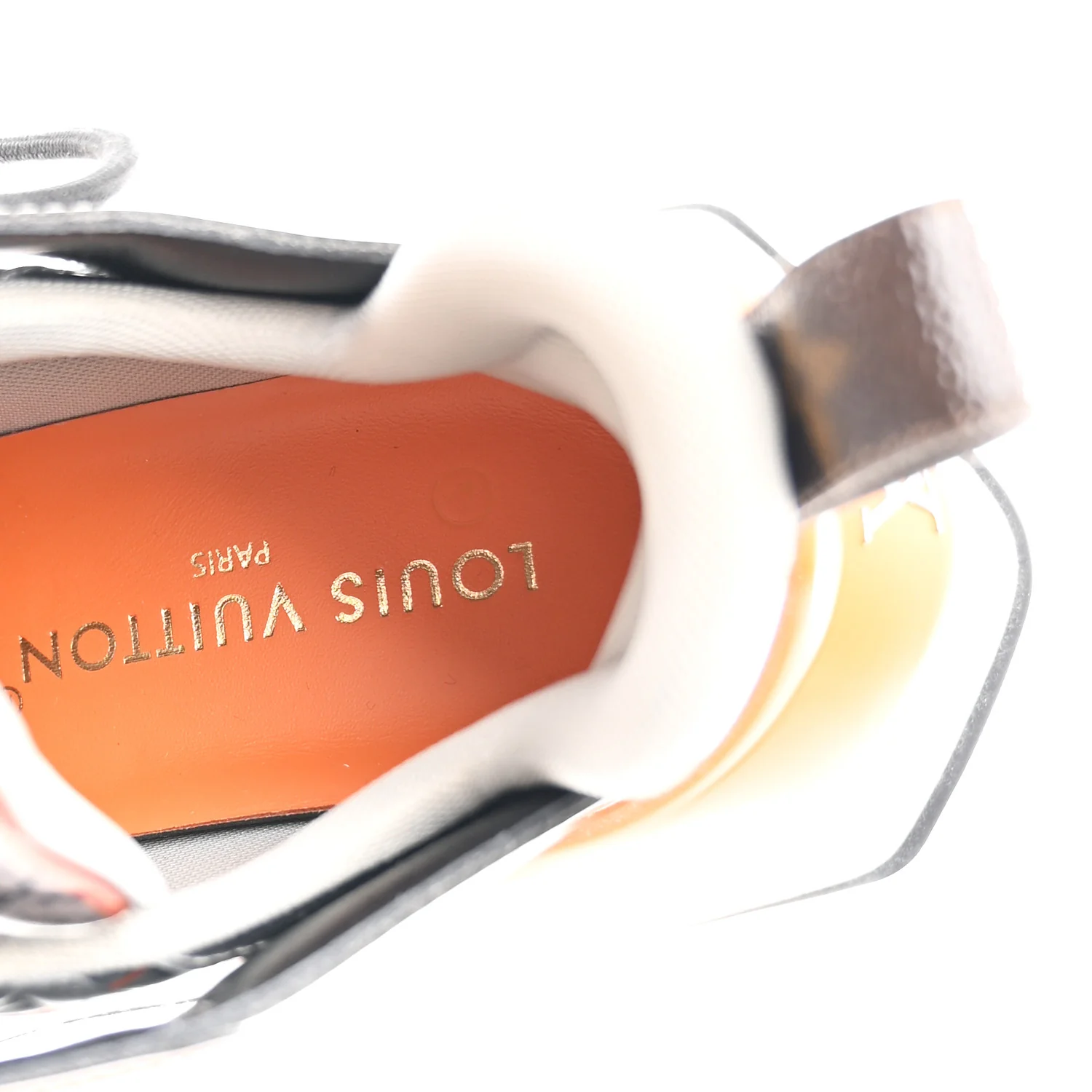 Metallic Calfskin Monogram LV Archlight 2.0 Platform Sneakers 37 Silver White Orange - Image 9