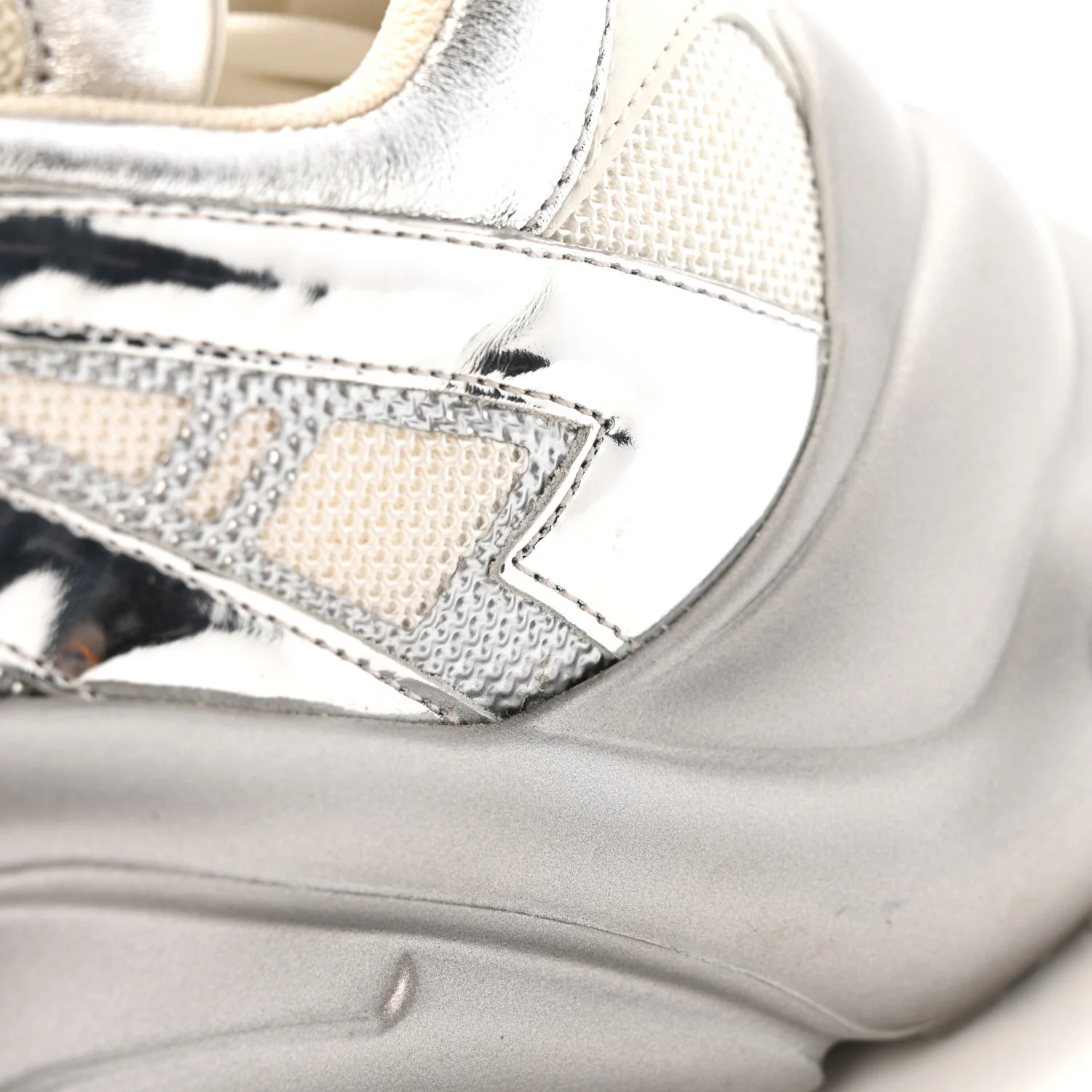 Metallic Calfskin Technical Nylon LV Archlight Sneakers 37 White Silver - Image 14