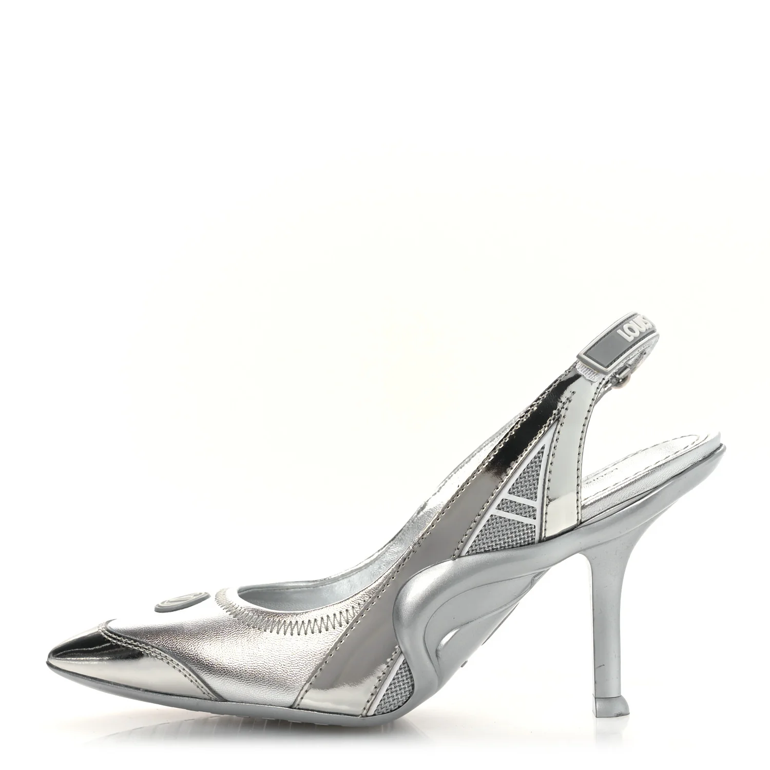 Metallic Lambskin Archlight Slingback Pumps 37 Argent