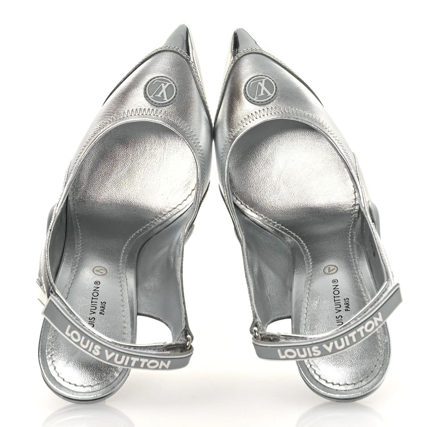 Metallic Lambskin Archlight Slingback Pumps 37 Argent - Image 2