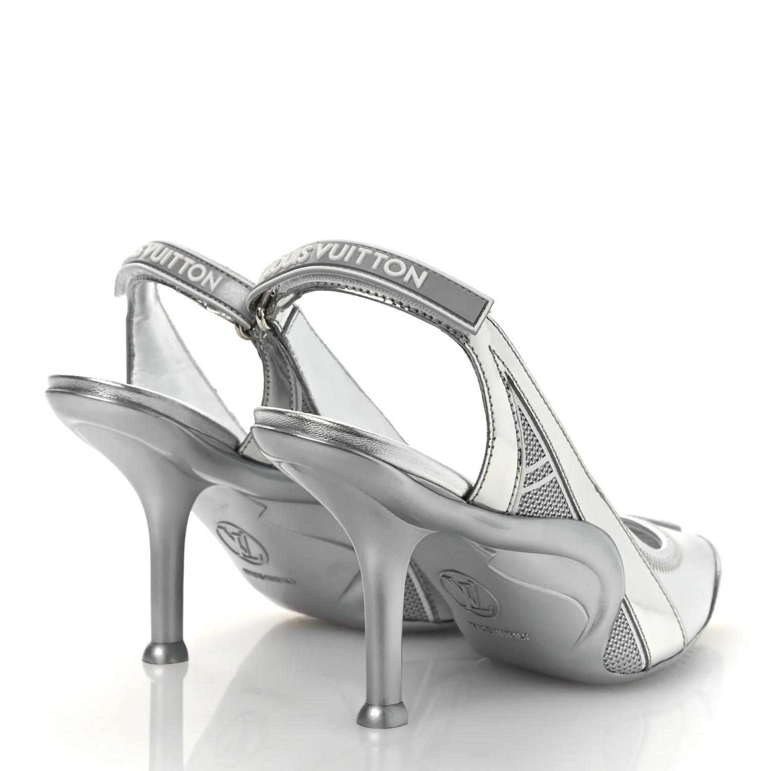 Metallic Lambskin Archlight Slingback Pumps 37 Argent - Image 5