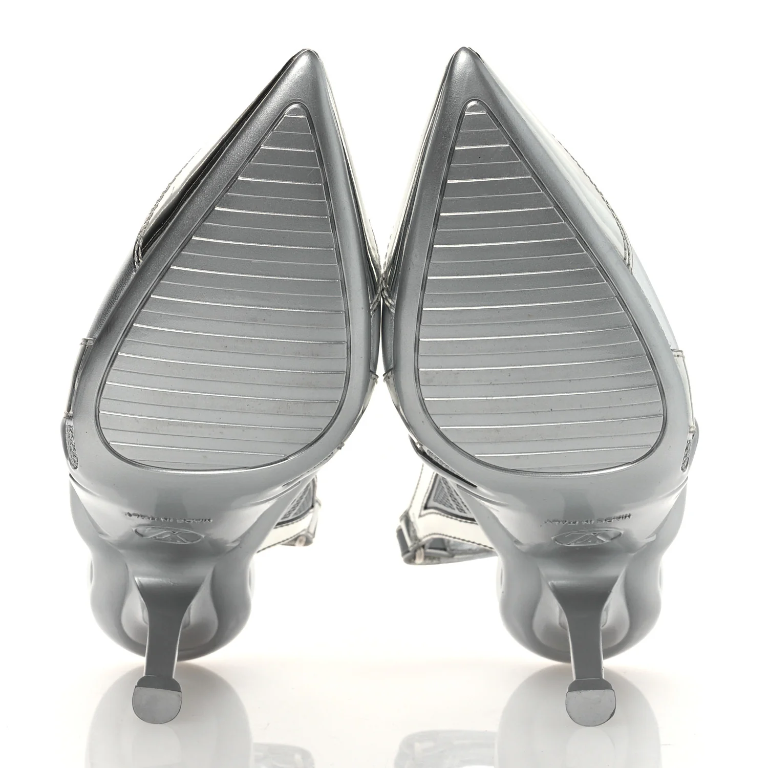 Metallic Lambskin Archlight Slingback Pumps 37 Argent - Image 7