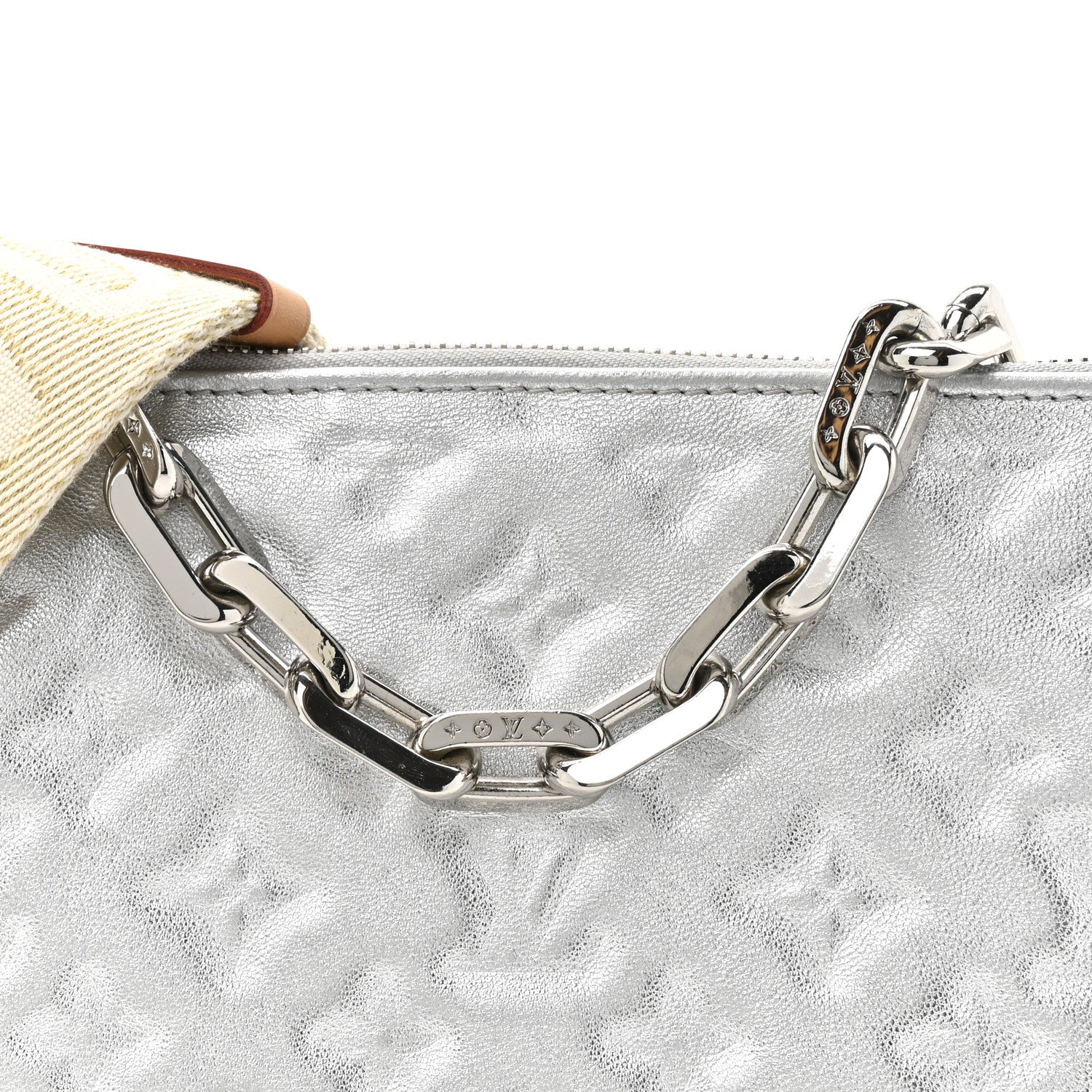 Metallic Lambskin Embossed Monogram Coussin PM Silver - Image 8