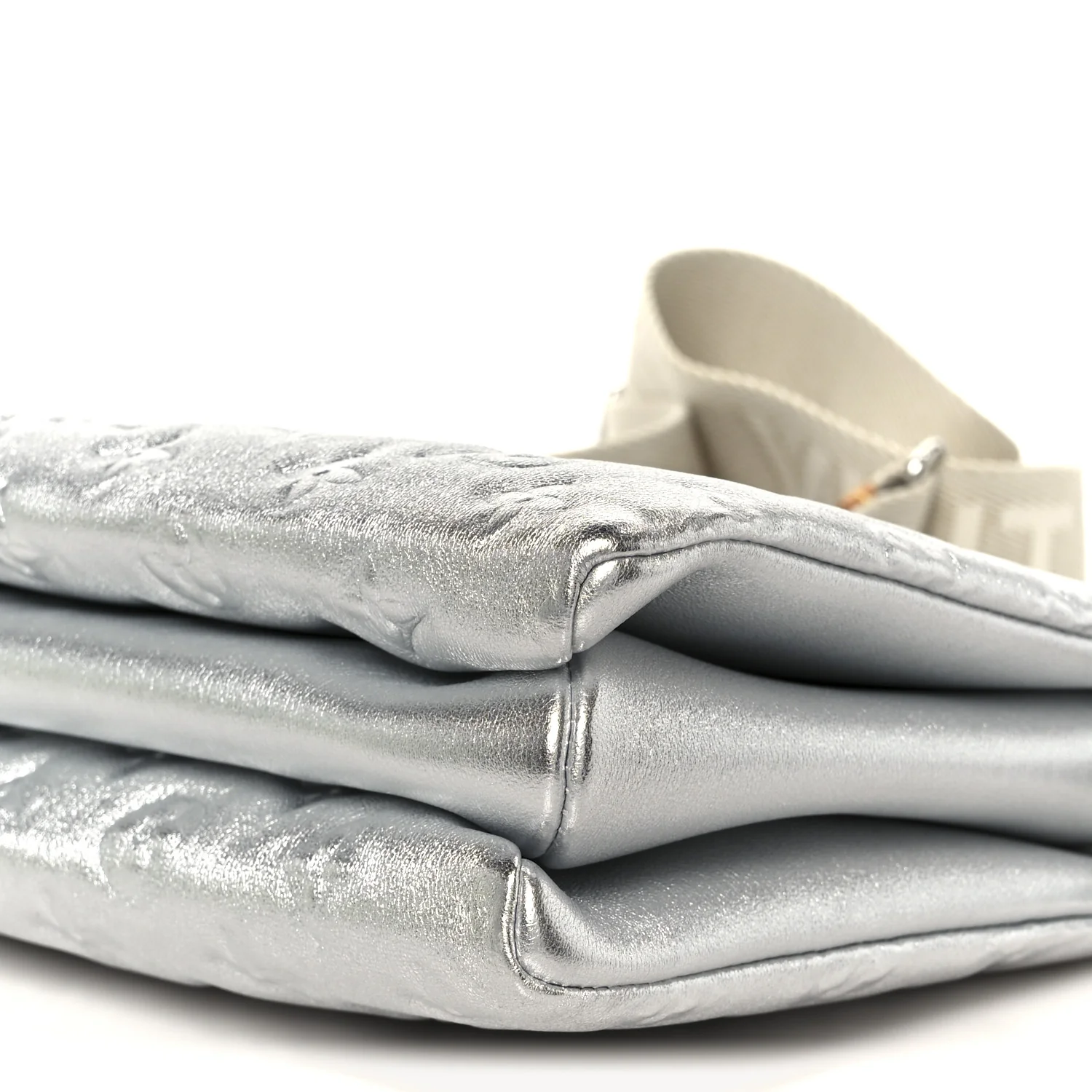 Metallic Lambskin Embossed Monogram Coussin PM  Silver - Image 11