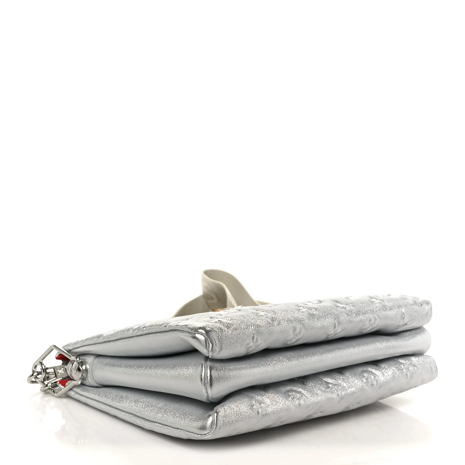 Metallic Lambskin Embossed Monogram Coussin PM  Silver - Image 4
