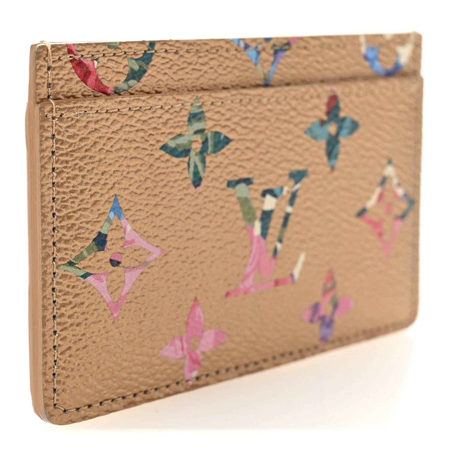 Metallic Monogram LV Garden Card Holder Gold - Image 3