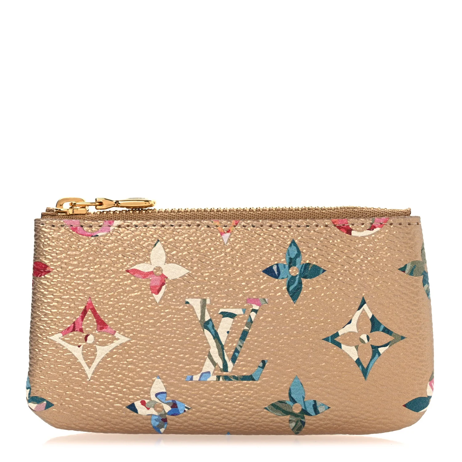 Metallic Monogram LV Garden Key Pouch Gold