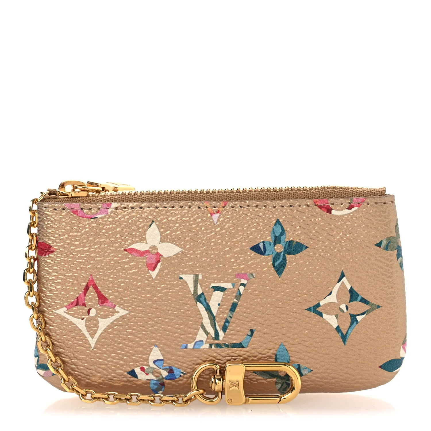 Metallic Monogram LV Garden Key Pouch Gold - Image 3