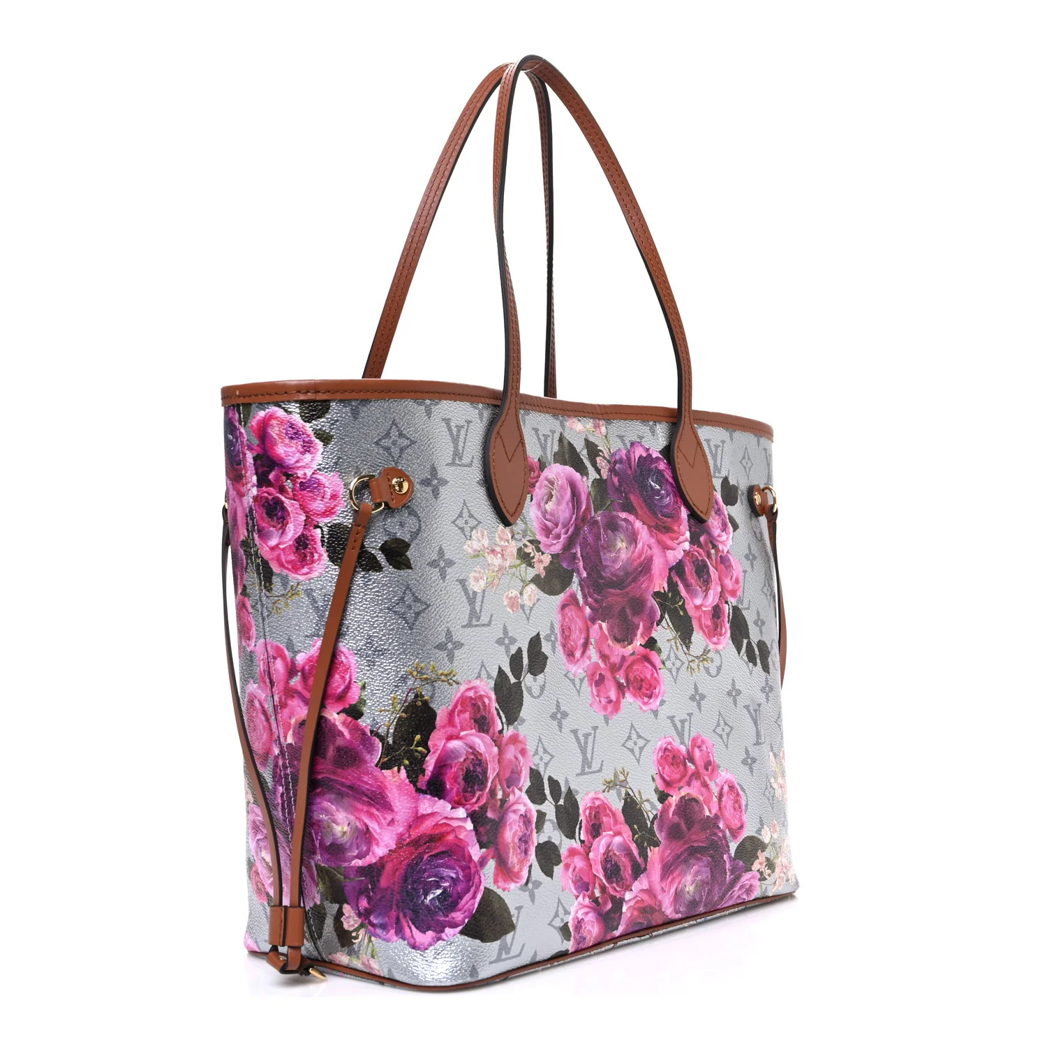 Metallic Monogram LV Garden Neverfull MM Silver - Image 4