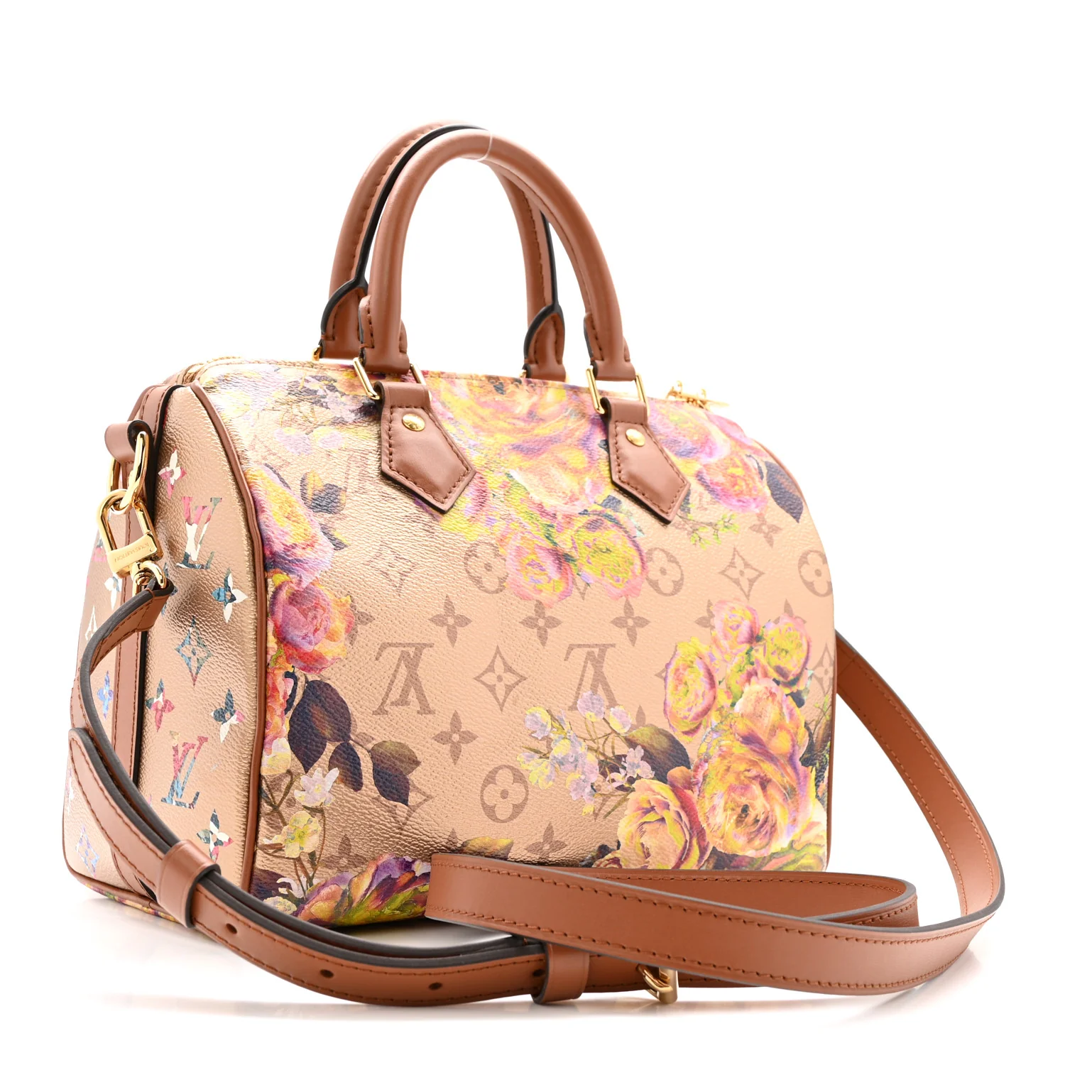 Metallic Monogram LV Garden Speedy Bandouliere 25 Gold - Image 3