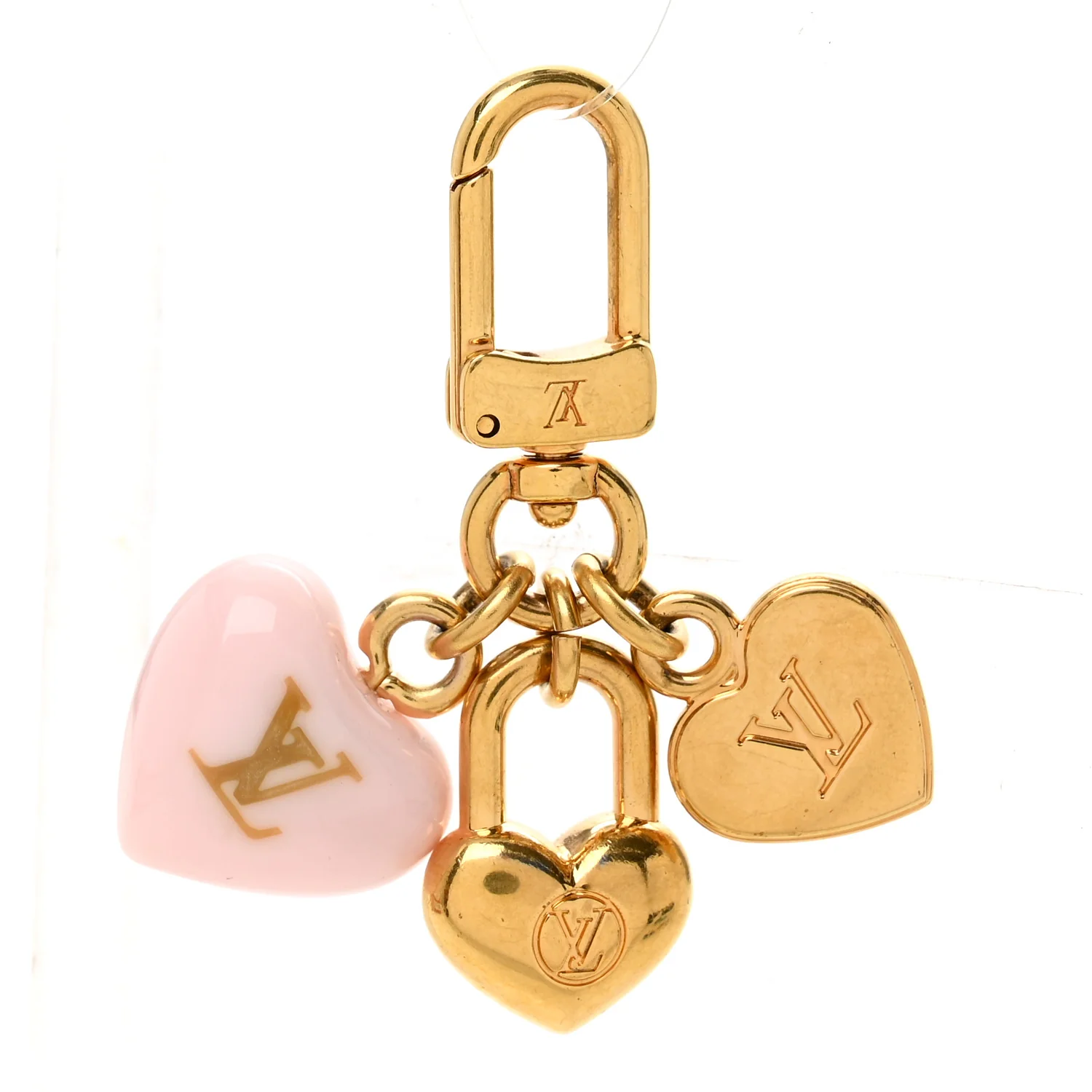 Micro Charms LV Heart Bag Charm Key Holder Gold