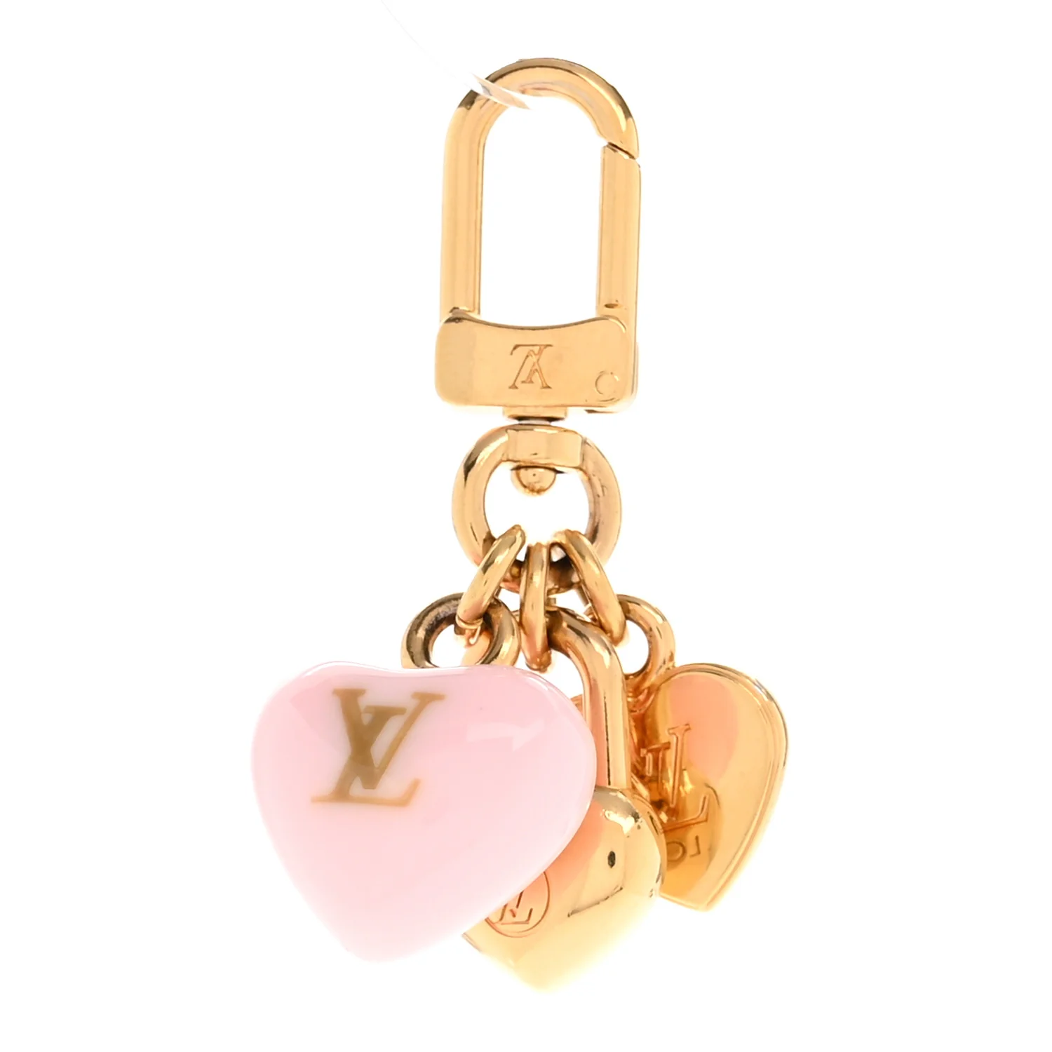 Micro Charms LV Heart Bag Charm Key Holder Gold