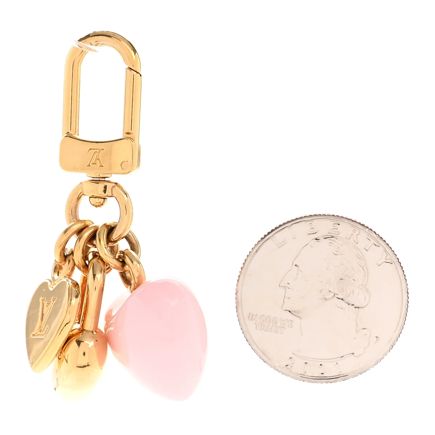 Micro Charms LV Heart Bag Charm Key Holder Gold - Image 2