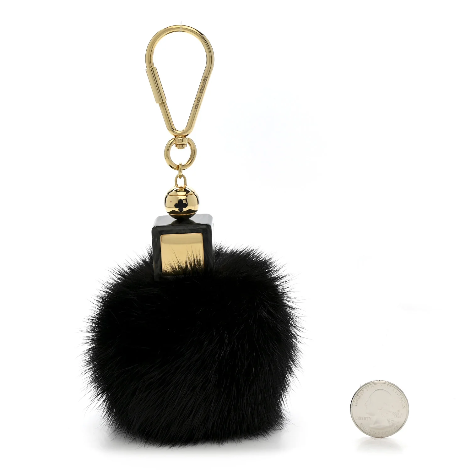 Mink Fur Fluffy Bag Charm Black - Image 2