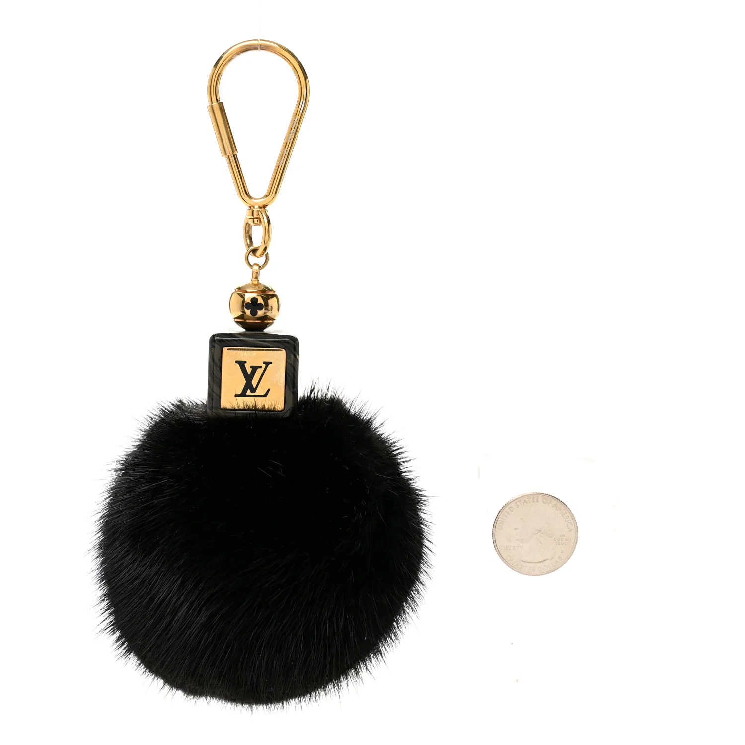 Mink Fur Fluffy Bag Charm Black - Image 2