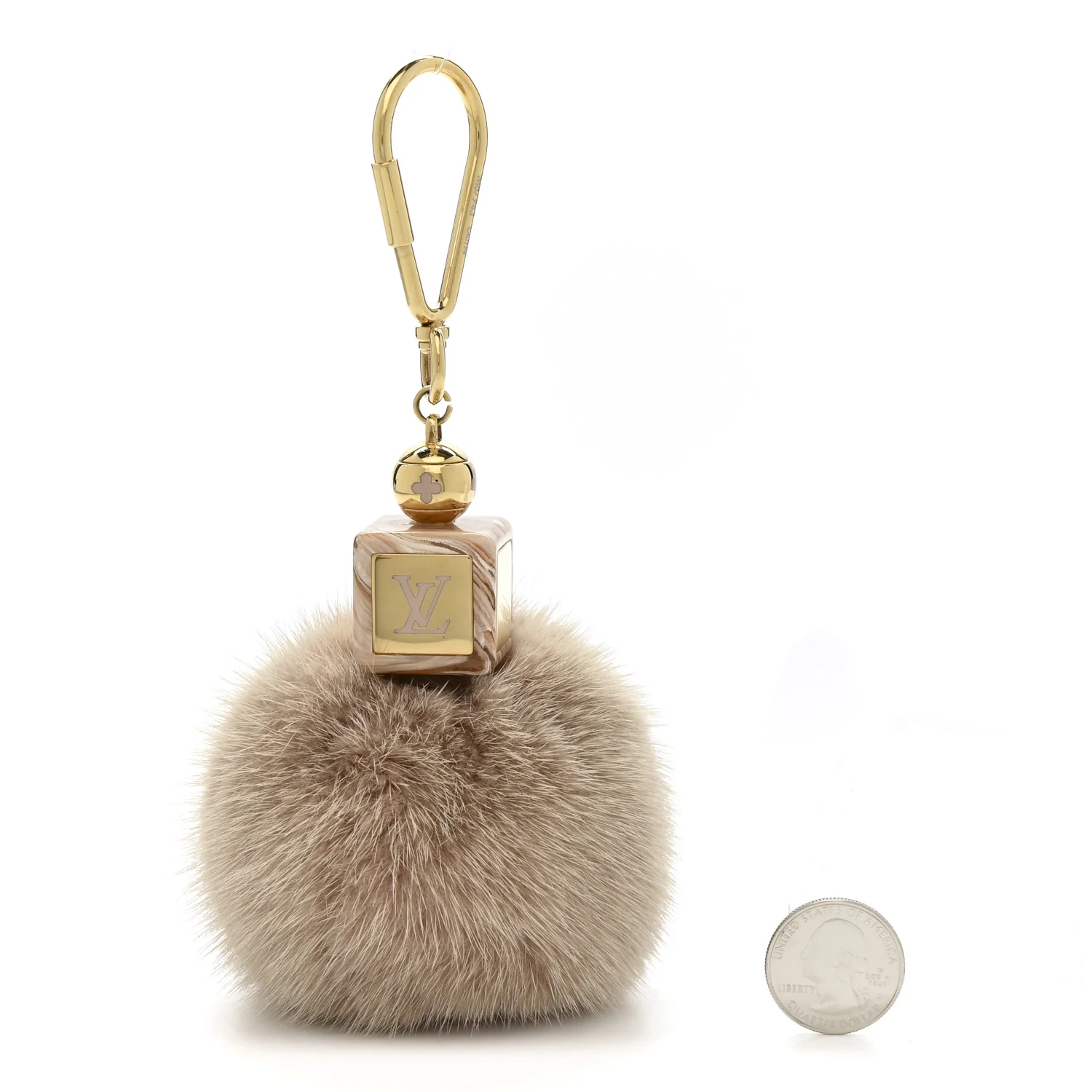 Mink Fur Fluffy Bag Charm Blush - Image 2