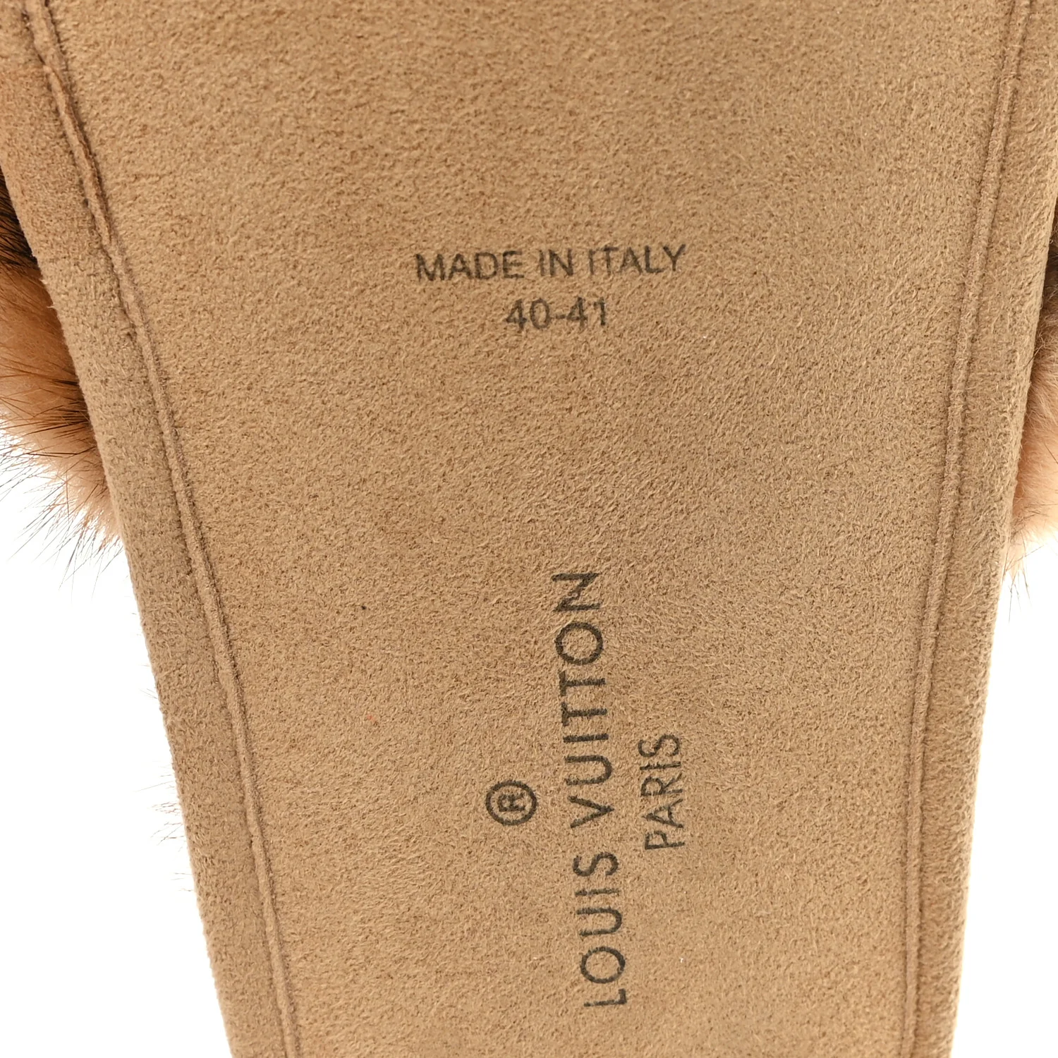 Mink Fur LV Suite Slippers Cognac 40-41 - Image 7
