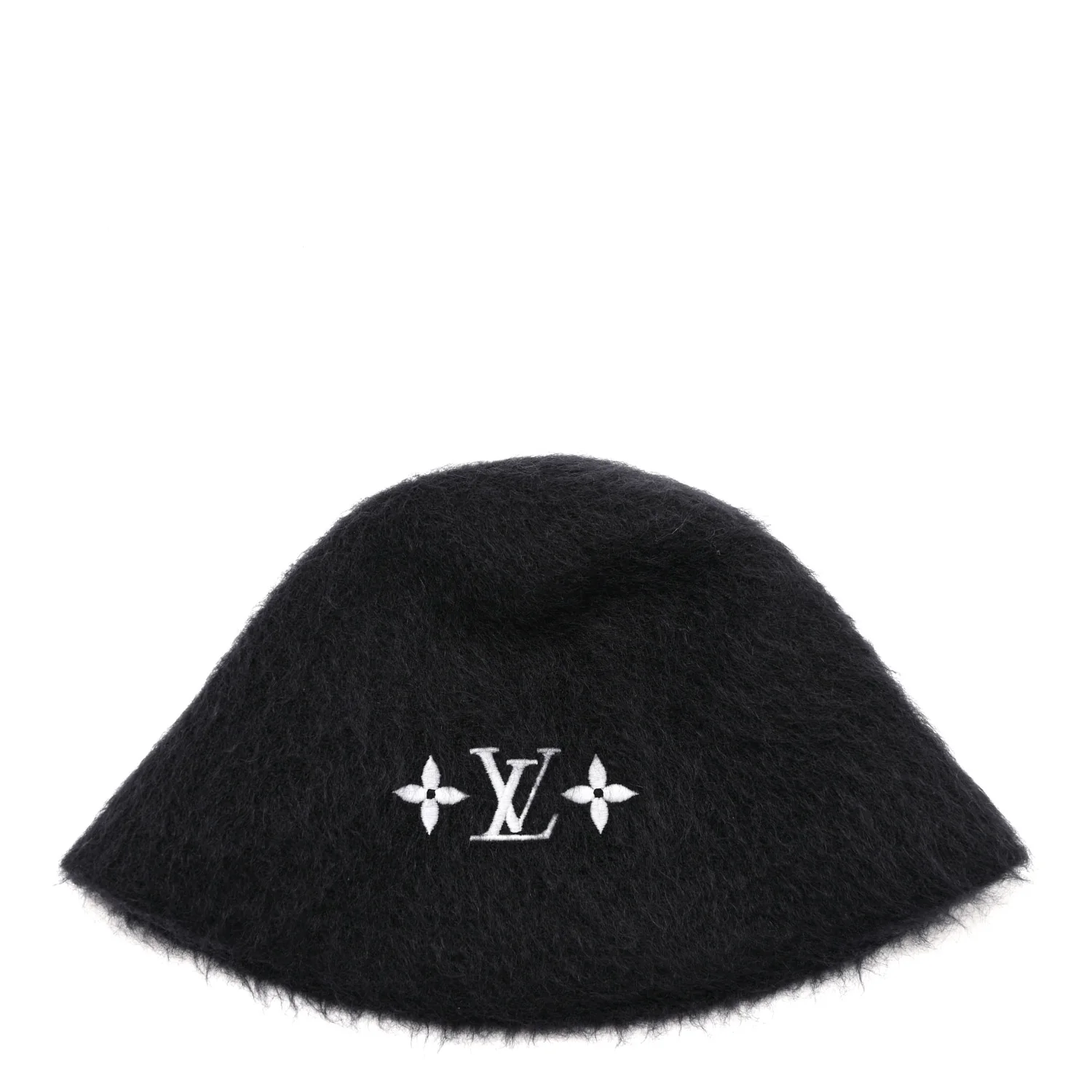 Mohair Wool LV Fluffy Hat Black