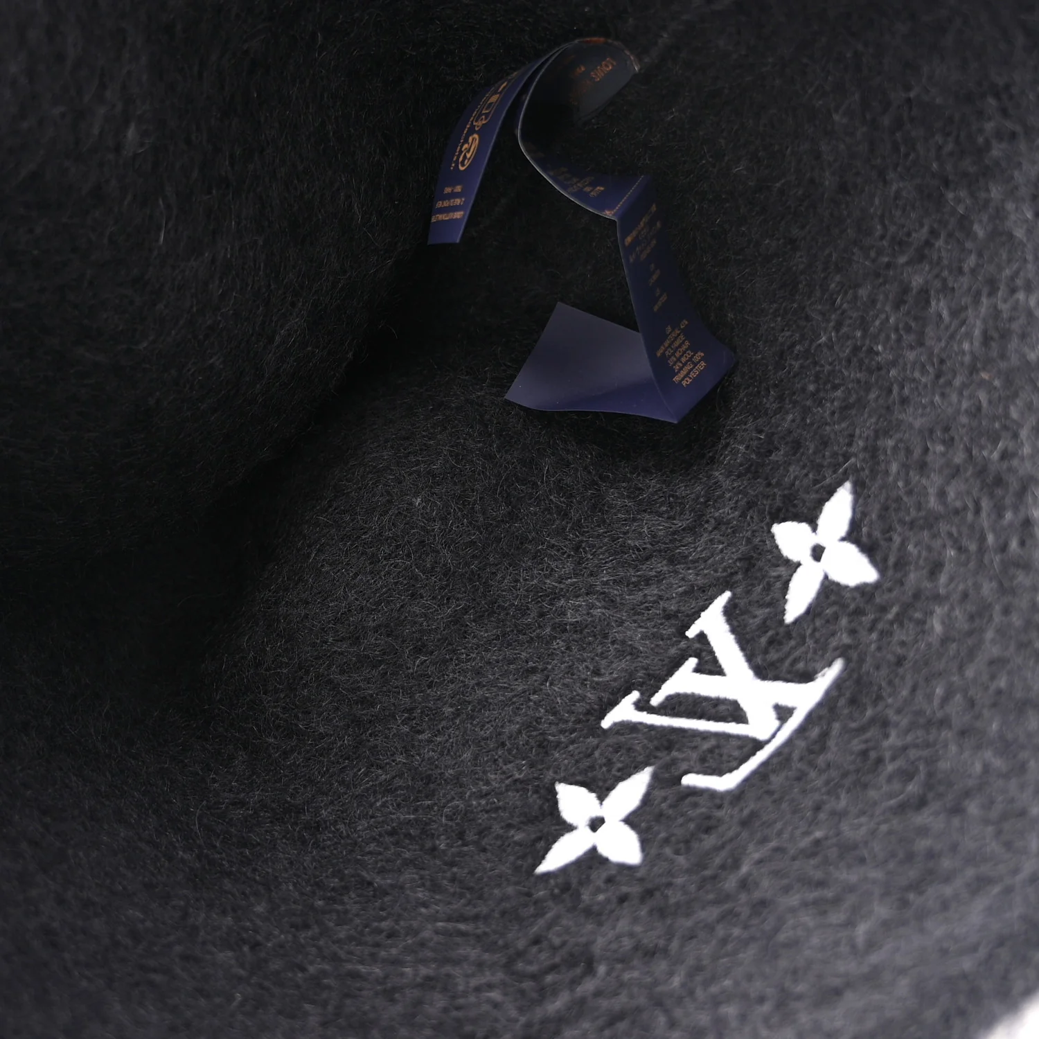 Mohair Wool LV Fluffy Hat Black - Image 4