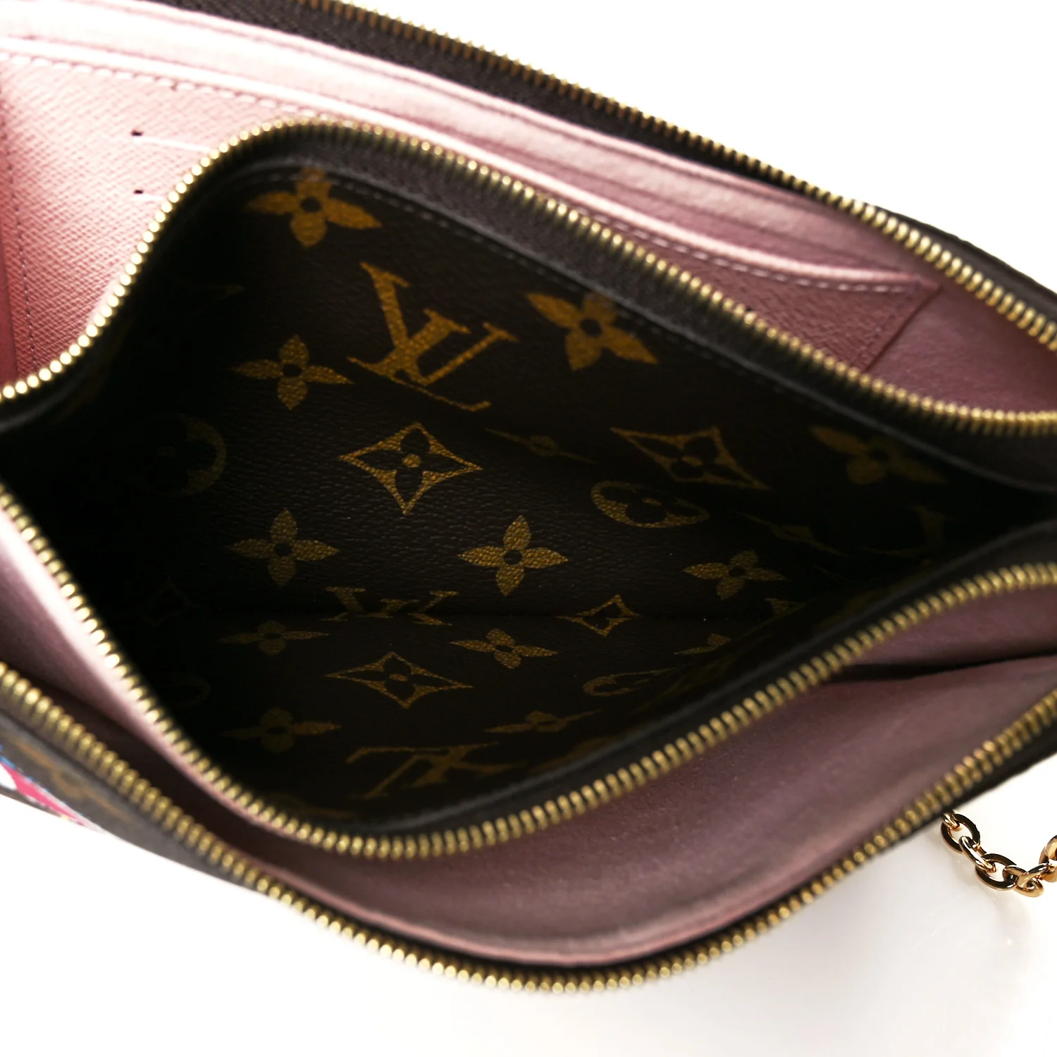 Monogram 2020 Christmas Animation Big Wheel Double Zip Pochette Rose Ballerine - Image 7