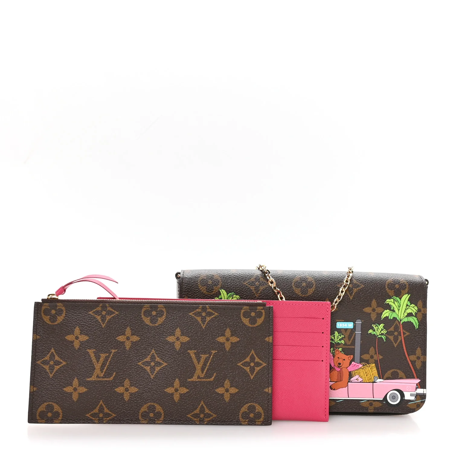 Monogram 2021 Christmas Animation Hollywood Pochette Felicie Chain Wallet Fuchsia - Image 3