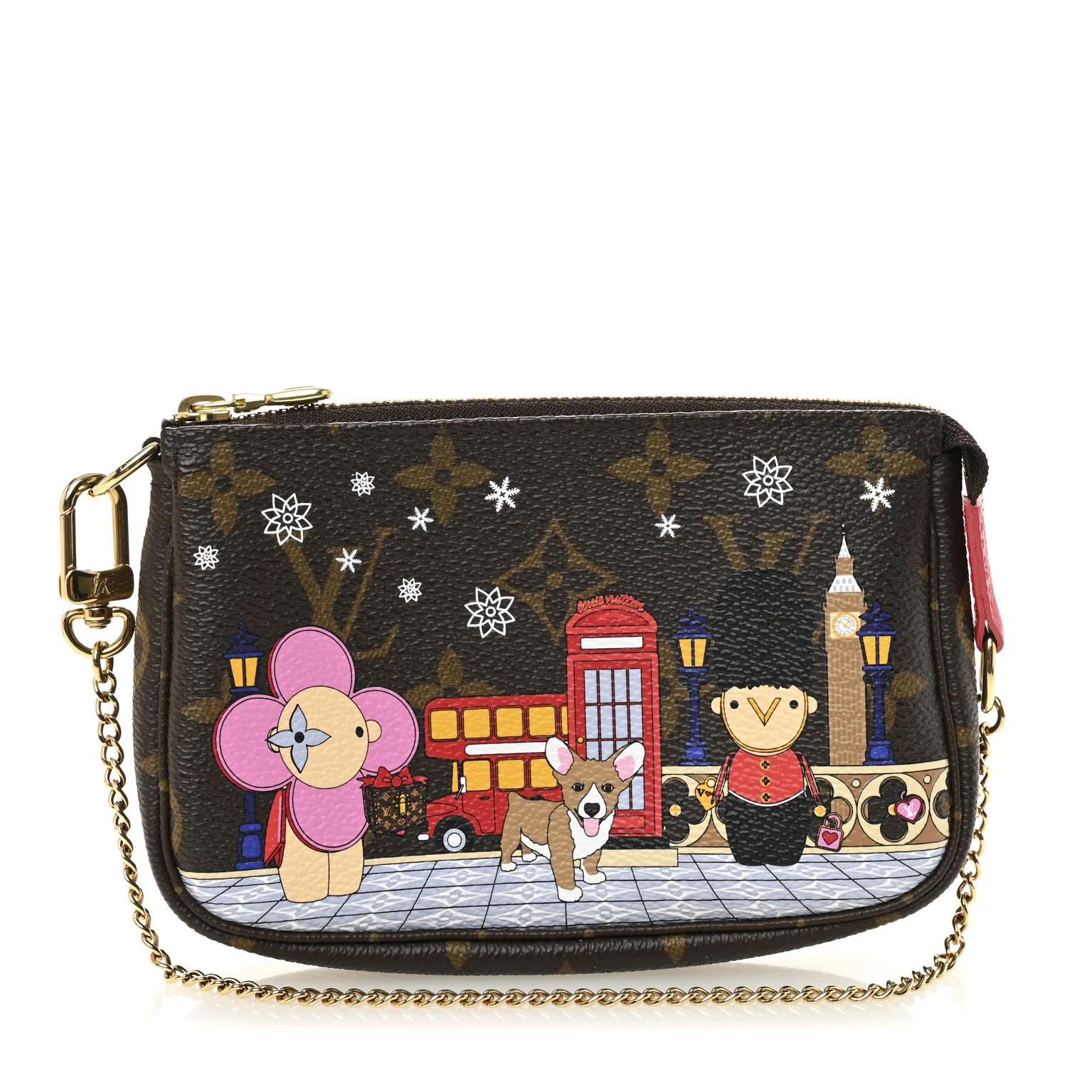 Monogram 2021 Christmas Animation London Mini Pochette Accessories Red