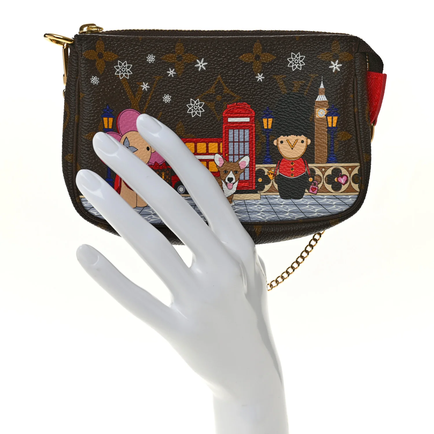 Monogram 2021 Christmas Animation London Mini Pochette Accessories Red - Image 2