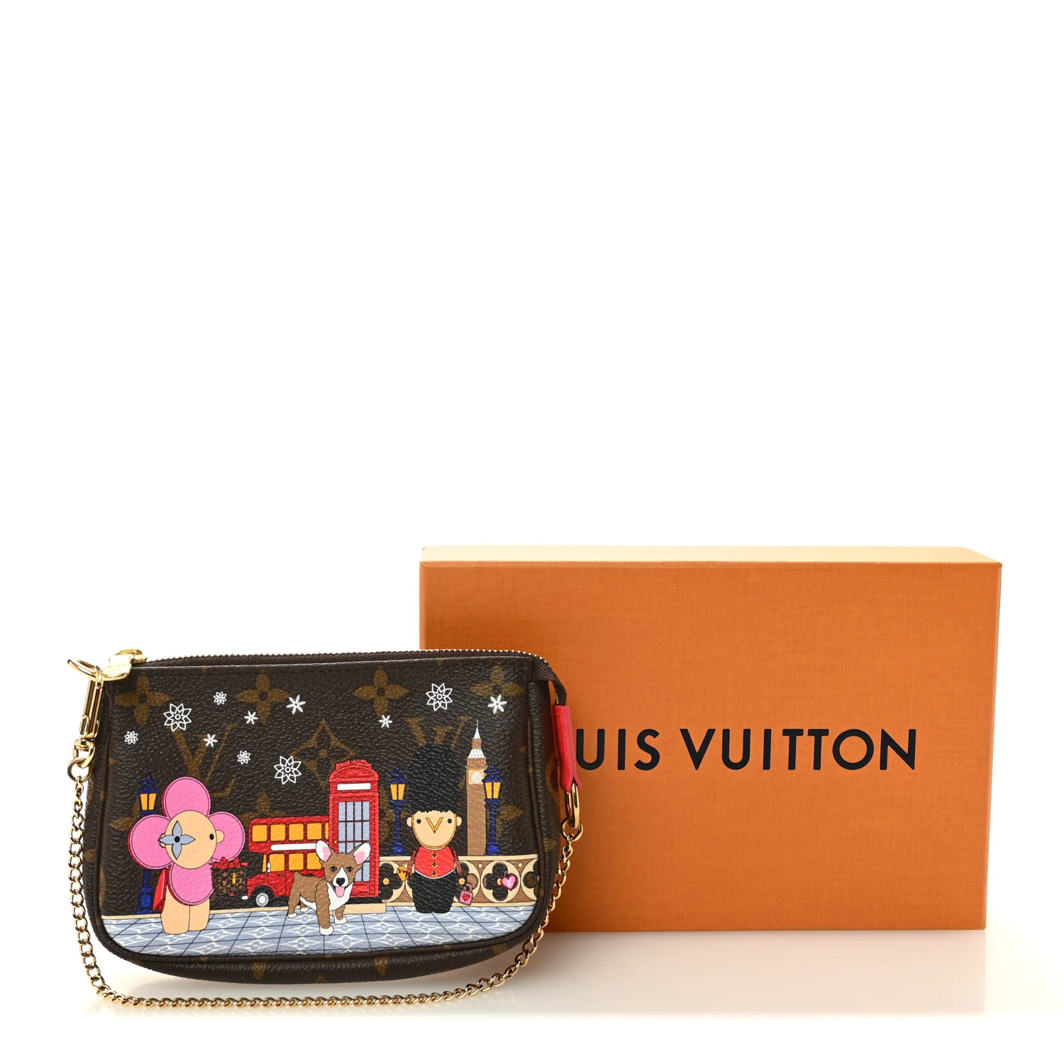 Monogram 2021 Christmas Animation London Mini Pochette Accessories Red - Image 8
