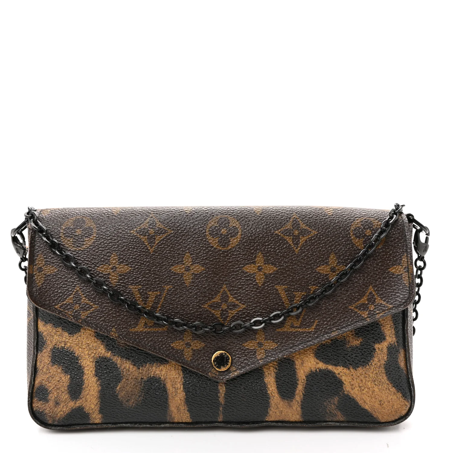 Monogram Animal Print Pochette Felicie Chain Wallet
