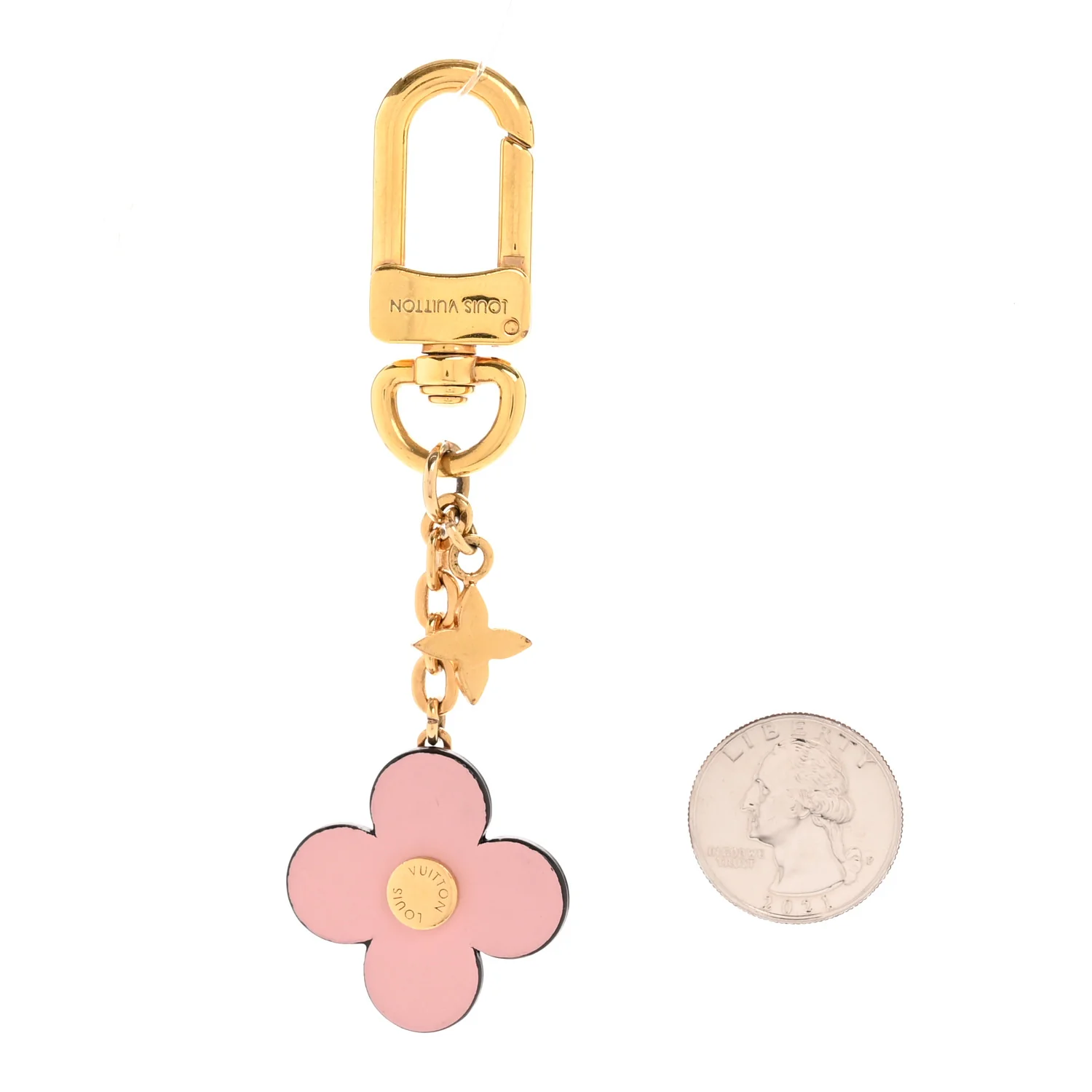 Monogram Blooming Flowers BB Bag Charm Key Holder Pink - Image 2