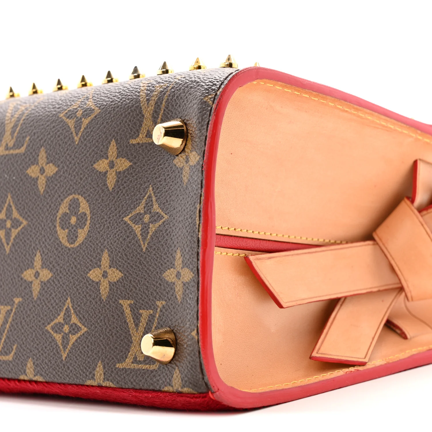 Monogram Calf Hair Spikes Iconoclasts Christian Louboutin Tote Red - Image 10