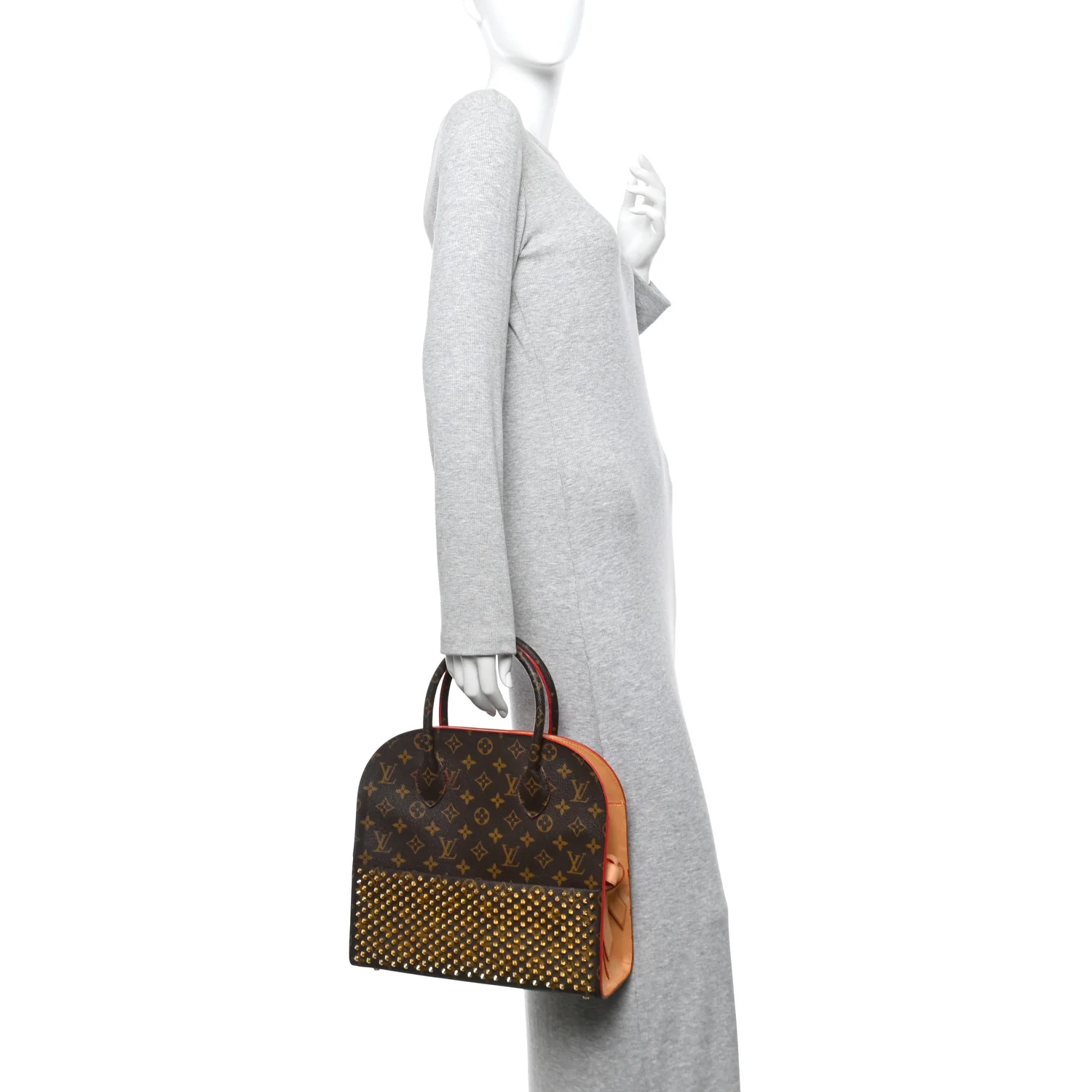 Monogram Calf Hair Spikes Iconoclasts Christian Louboutin Tote Red - Image 2