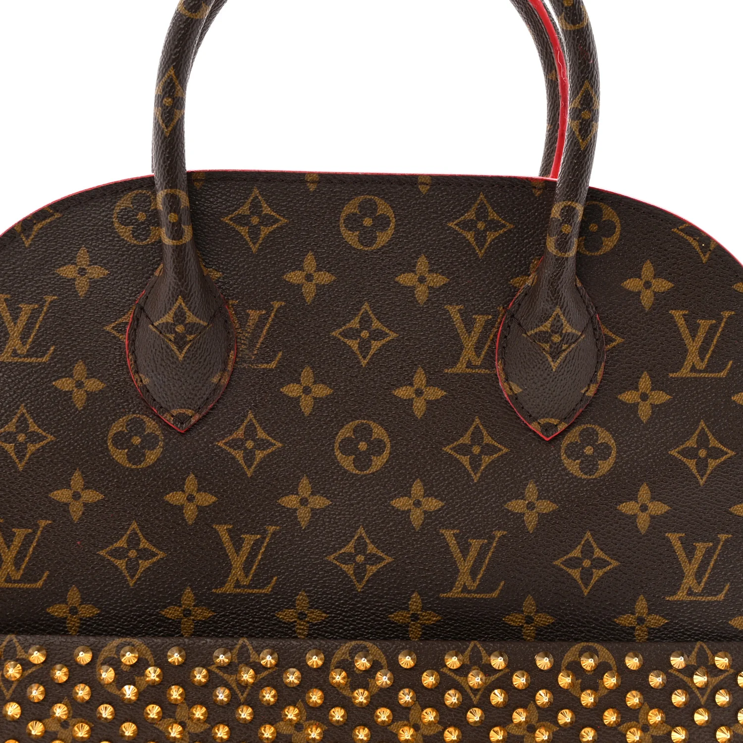 Monogram Calf Hair Spikes Iconoclasts Christian Louboutin Tote Red - Image 8