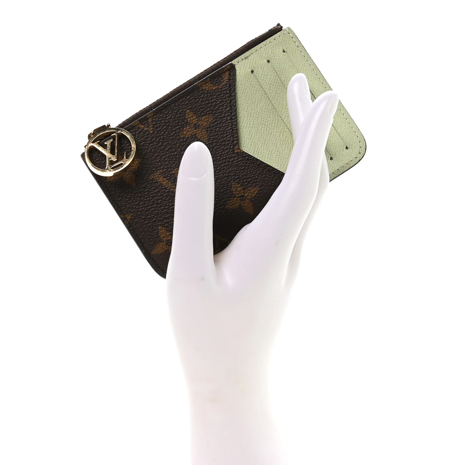 Monogram Coin Card Holder Light Green - Image 2