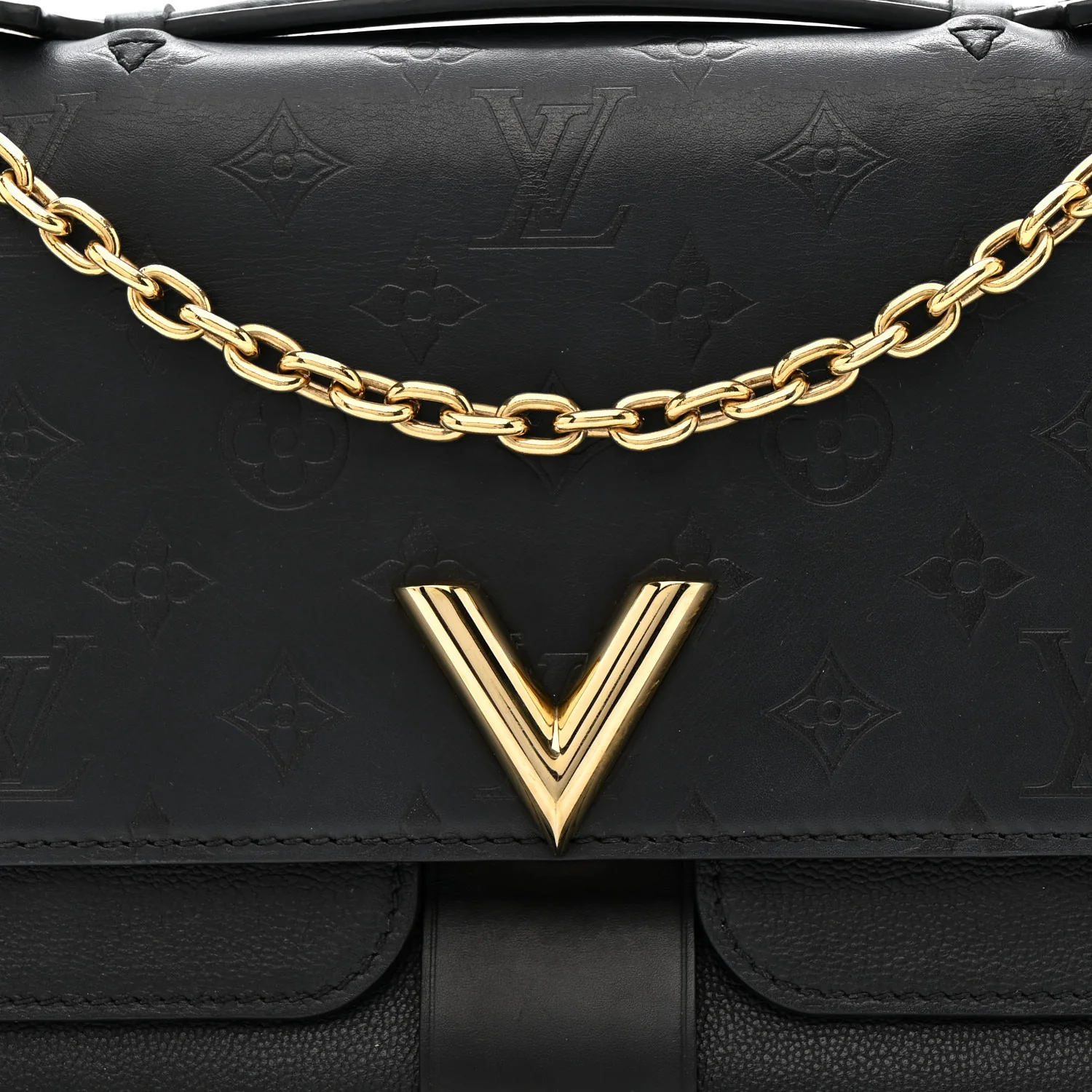 Monogram Cuir Plume Ecume Very Chain Bag Black - Image 7