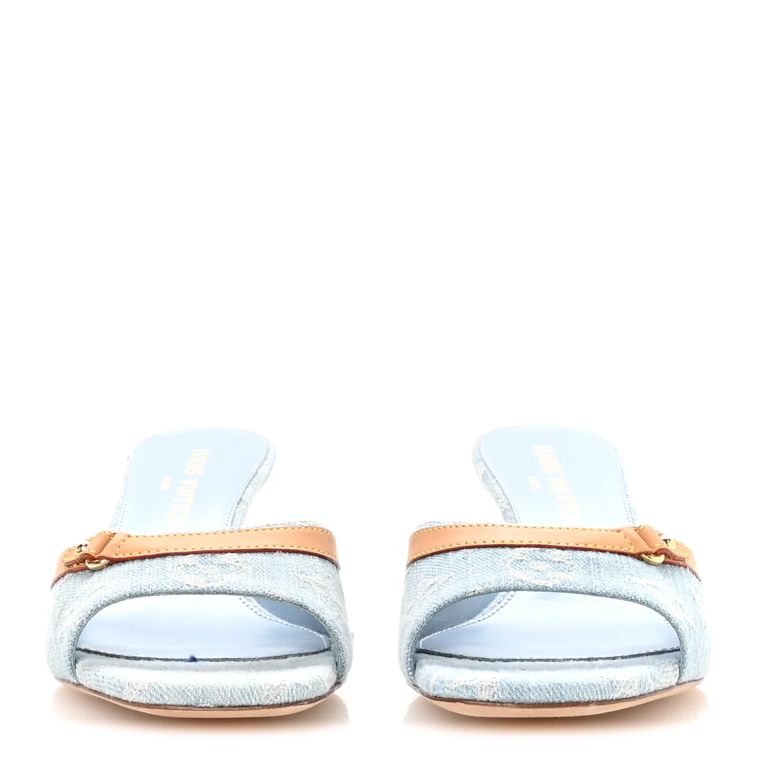 Monogram Denim 6AM Mules 38 Light Blue - Image 3