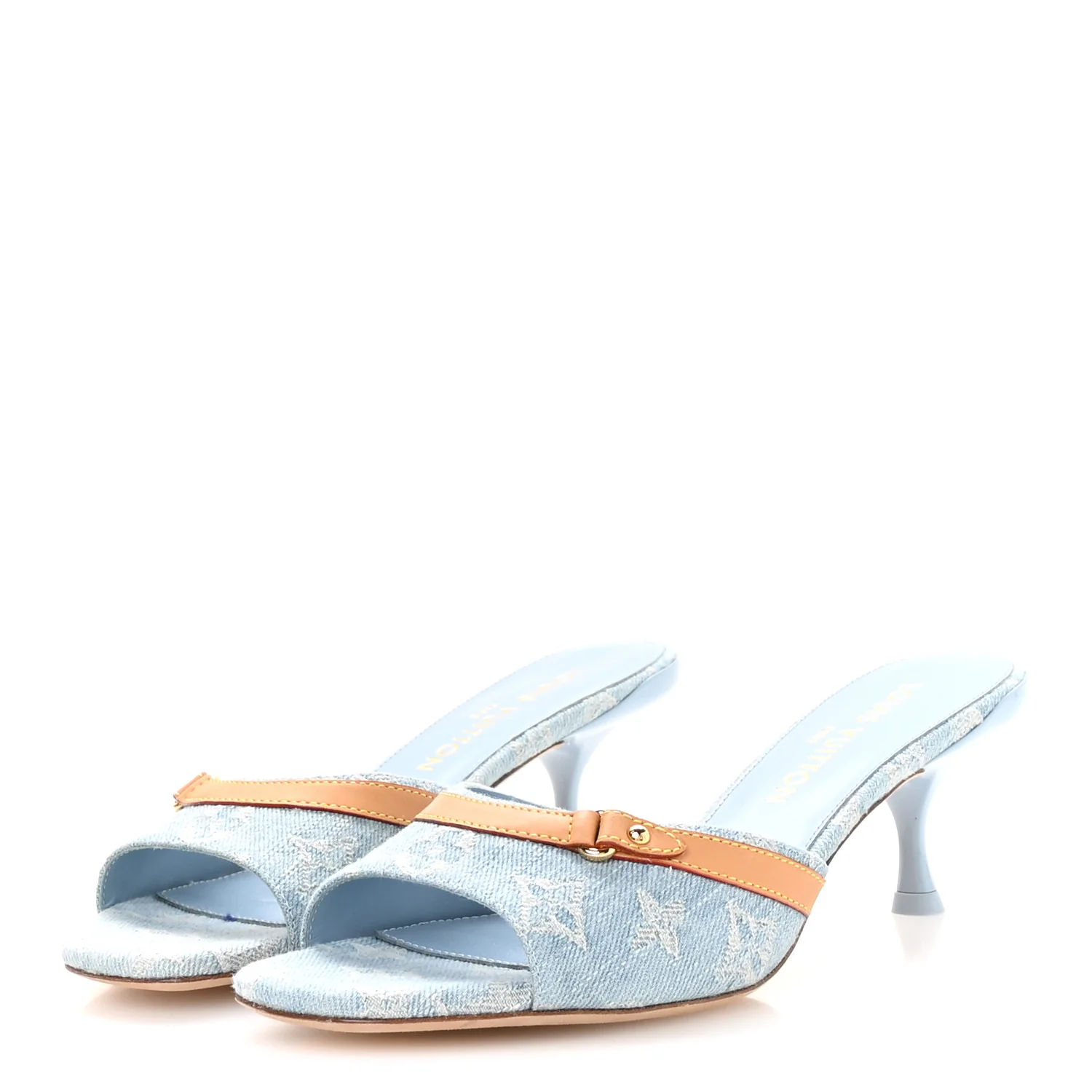Monogram Denim 6AM Mules 38 Light Blue - Image 4
