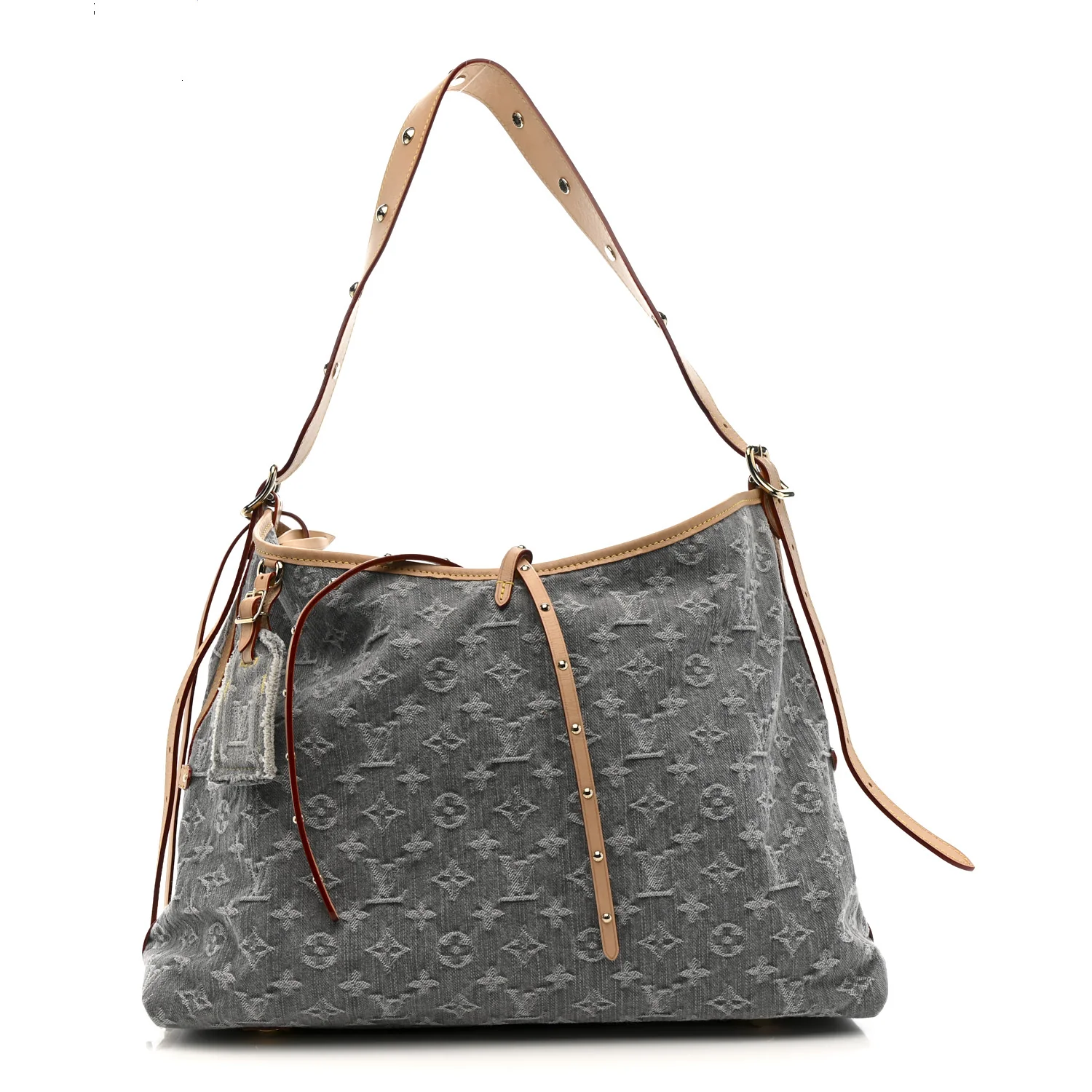 Monogram Denim CarryAll MM Washed Grey