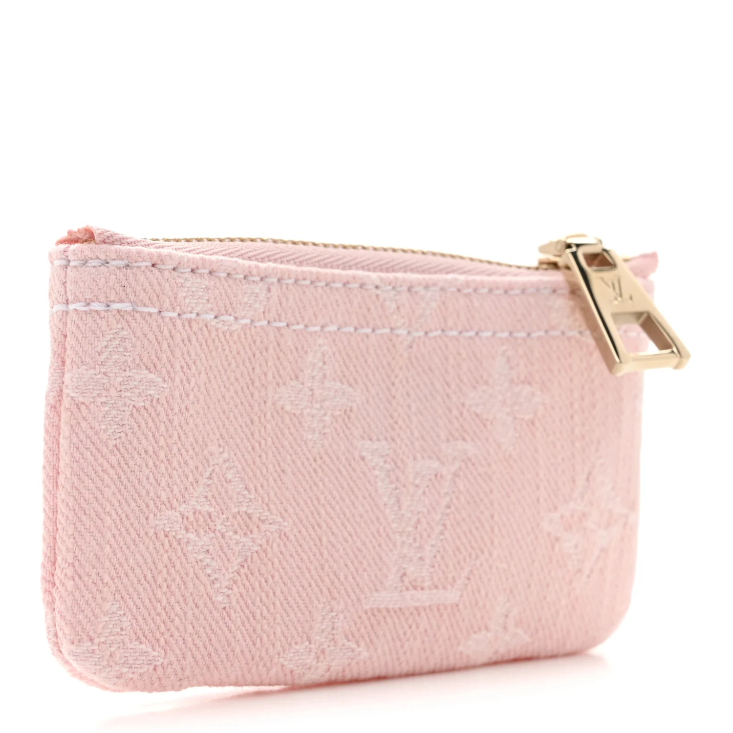 Monogram Denim Key Pouch Washed Pink - Image 3