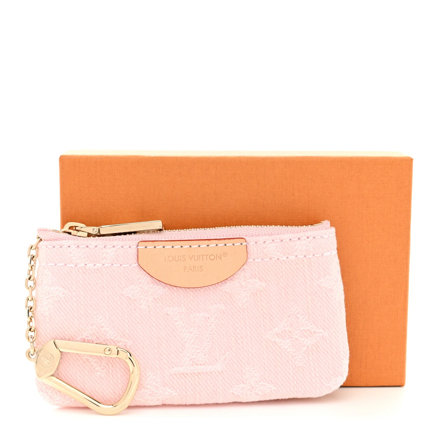 Monogram Denim Key Pouch Washed Pink - Image 7