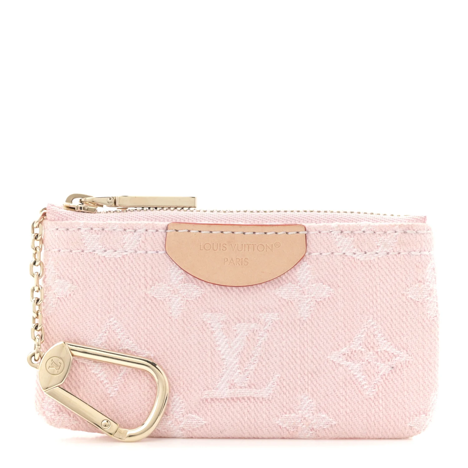 Monogram Denim Key Pouch Washed Pink