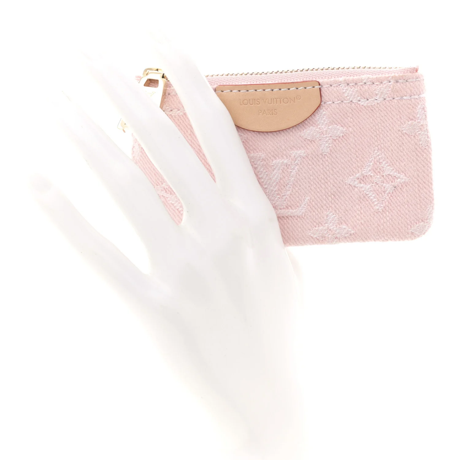Monogram Denim Key Pouch Washed Pink - Image 2