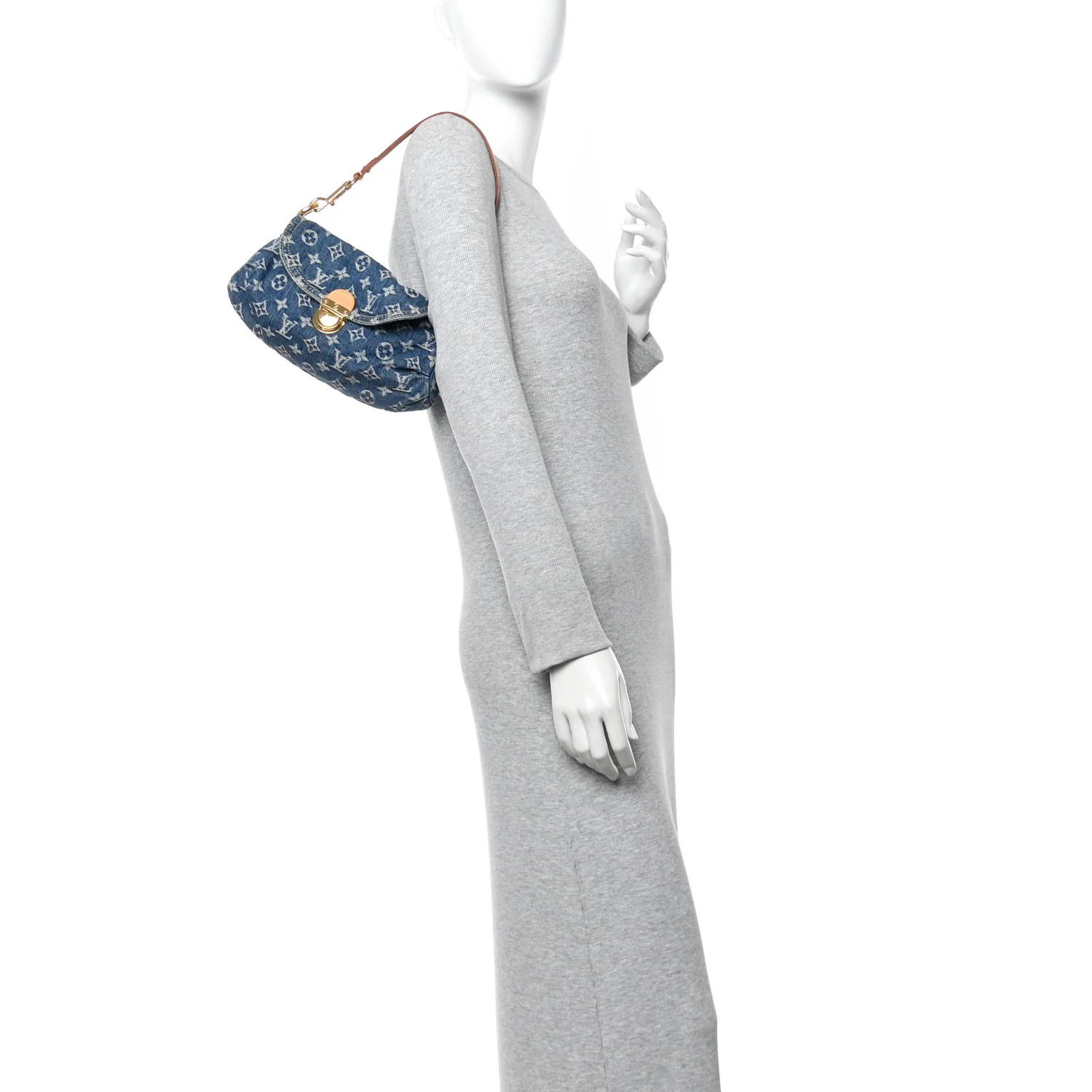 Monogram Denim Mini Pleaty Blue - Image 2