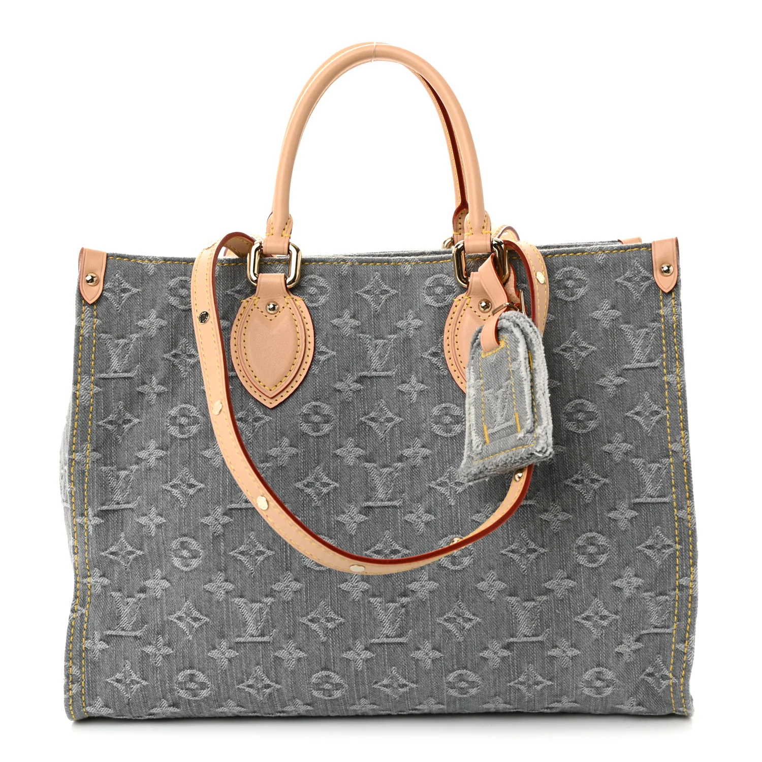 Monogram Denim Onthego MM Washed Grey