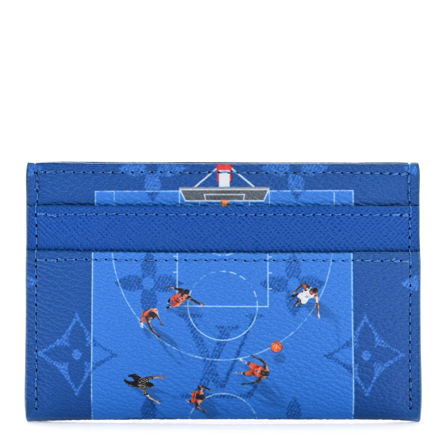 Monogram Double Card Holder Basketball Blue