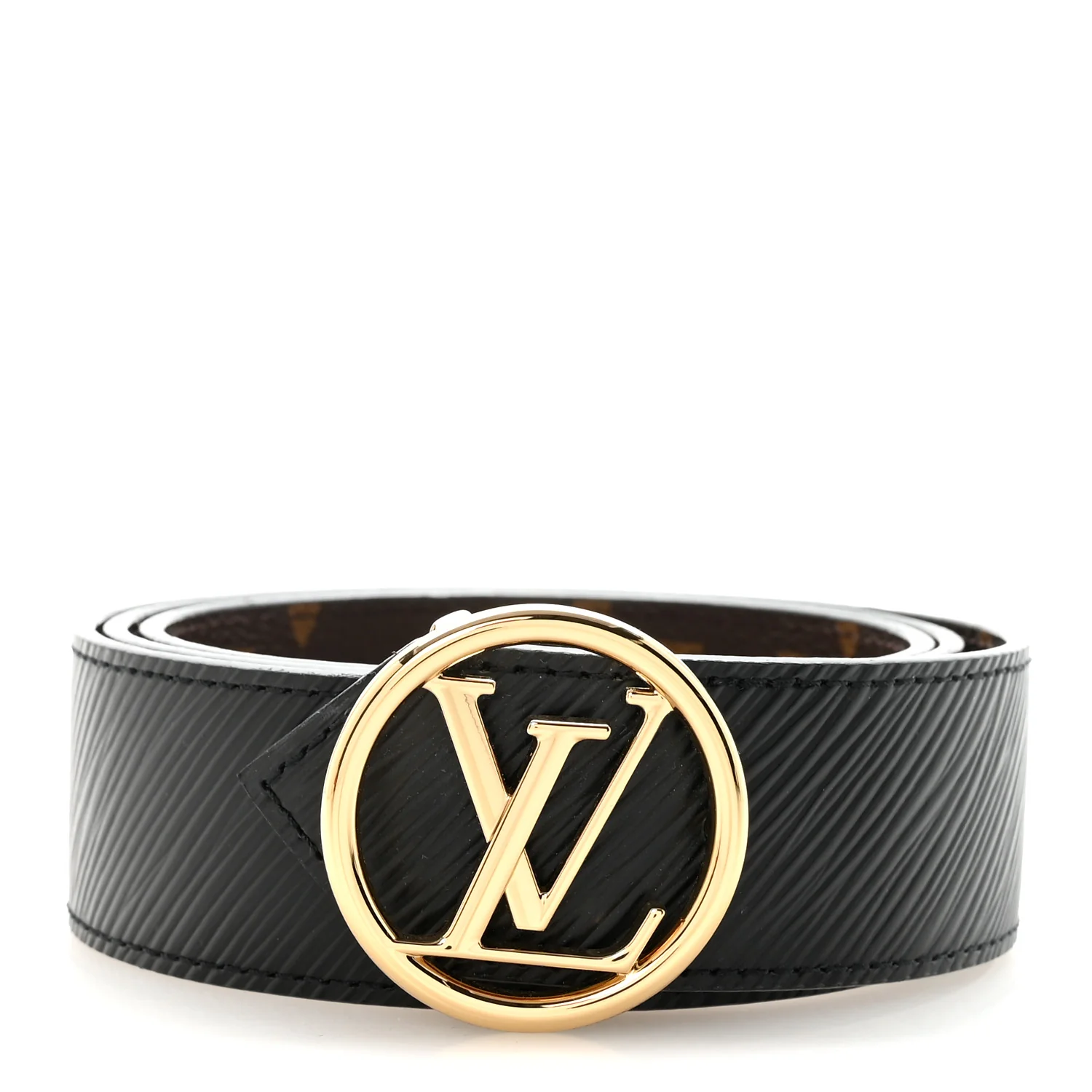 Monogram Epi 35mm LV Circle Reversible Belt 80 32 Black